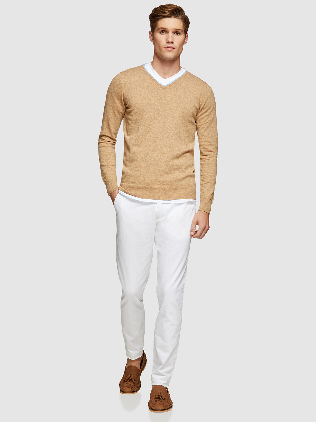 PERRY TIPPING V-NECK PULLOVER