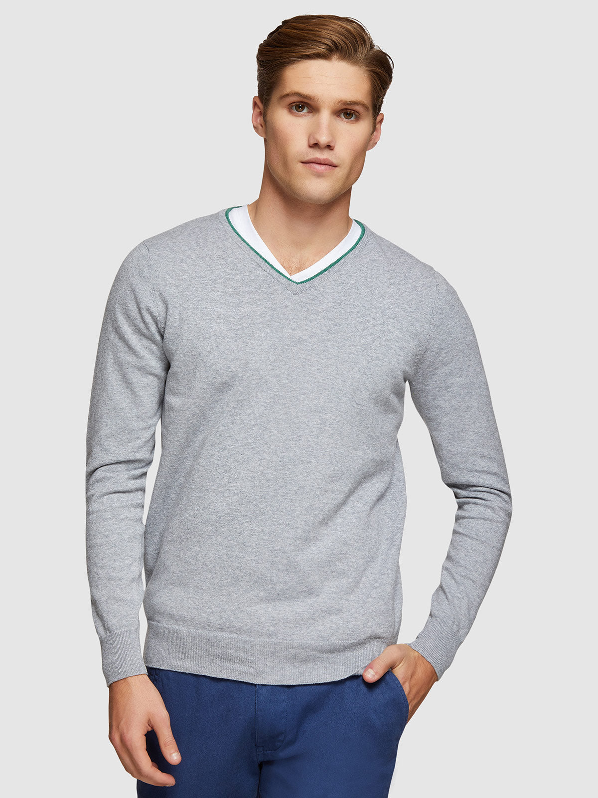 PERRY TIPPING V-NECK PULLOVER