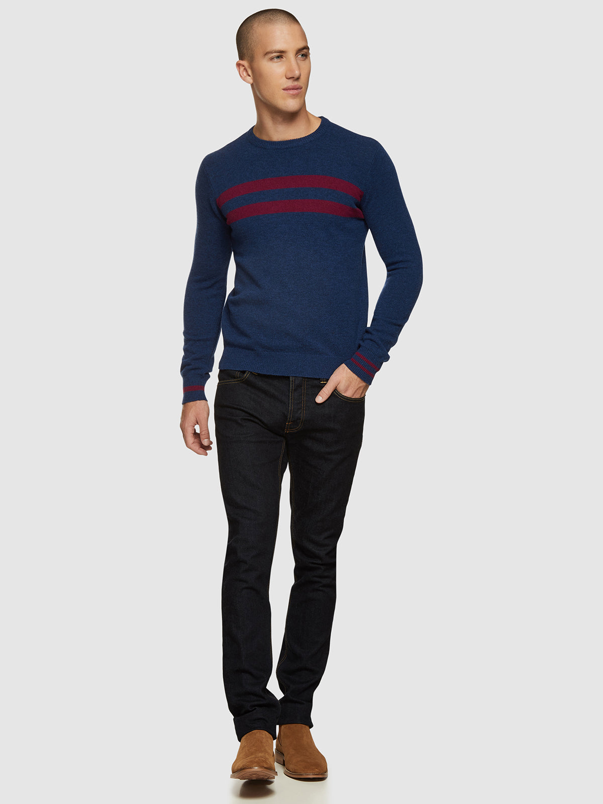 ARCHIE CONTRAST STRIPE CREW NECK