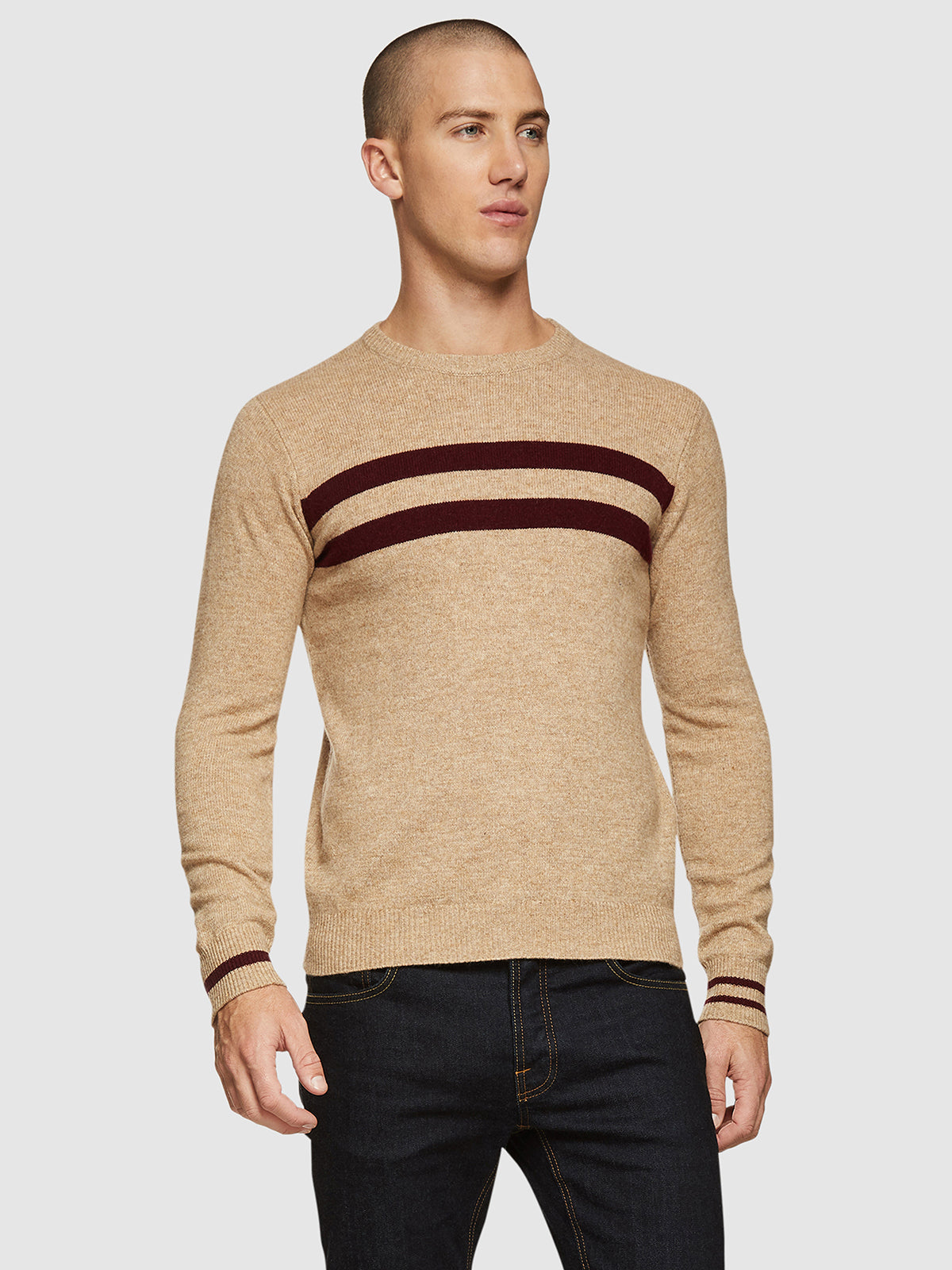 ARCHIE CONTRAST STRIPE CREW NECK