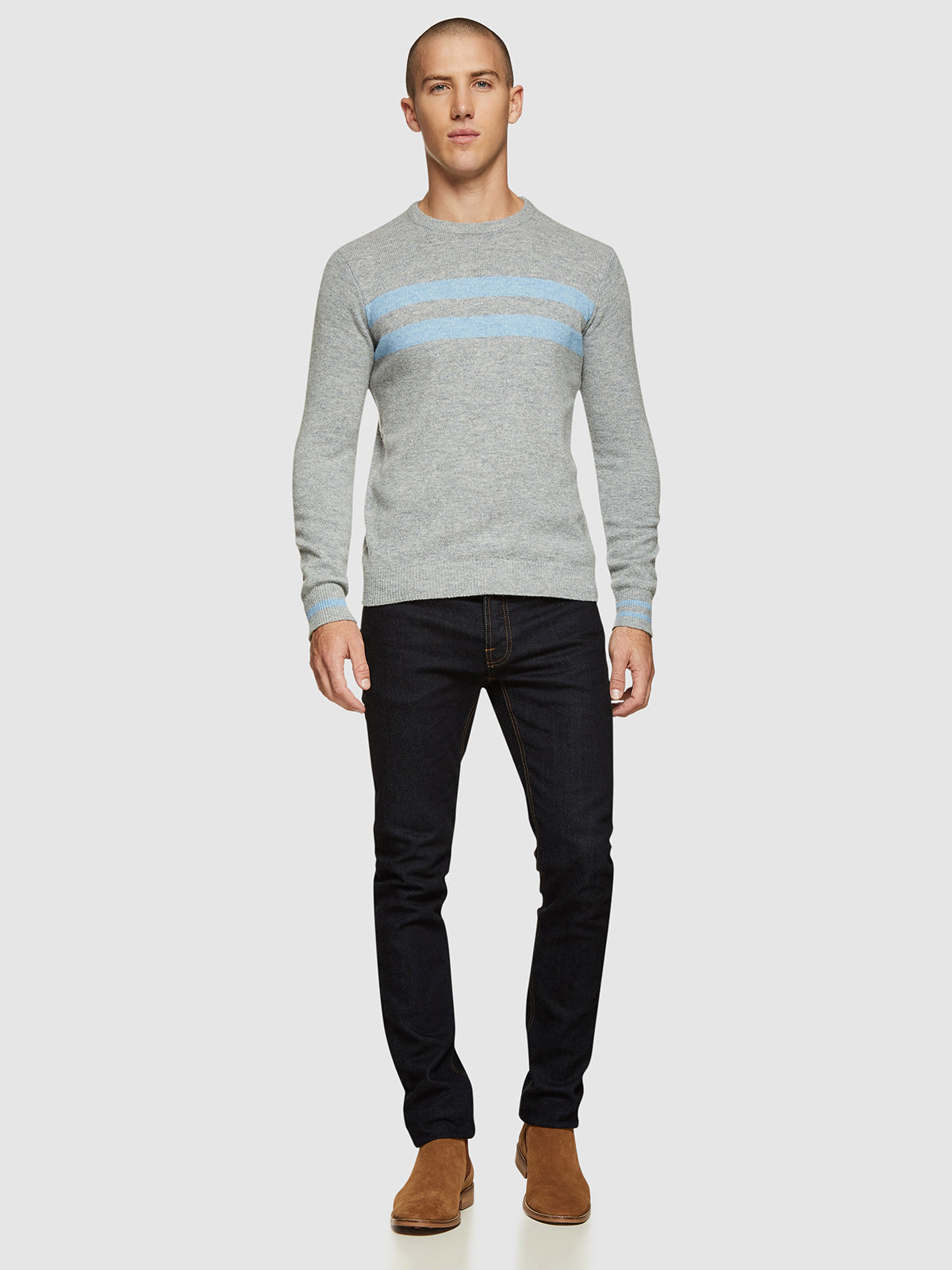 ARCHIE CONTRAST STRIPE CREW NECK