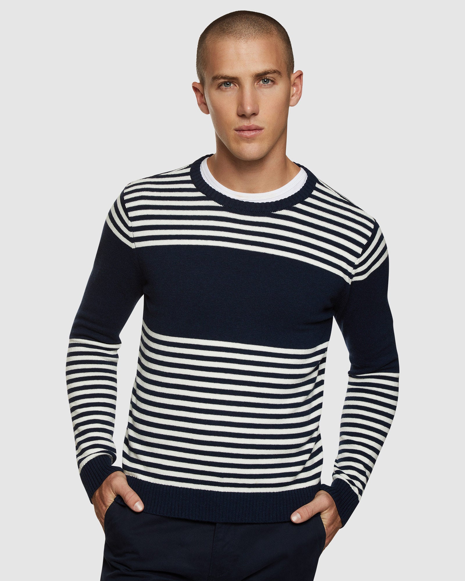 LUKA STRIPED CREW NECK PULLOVER