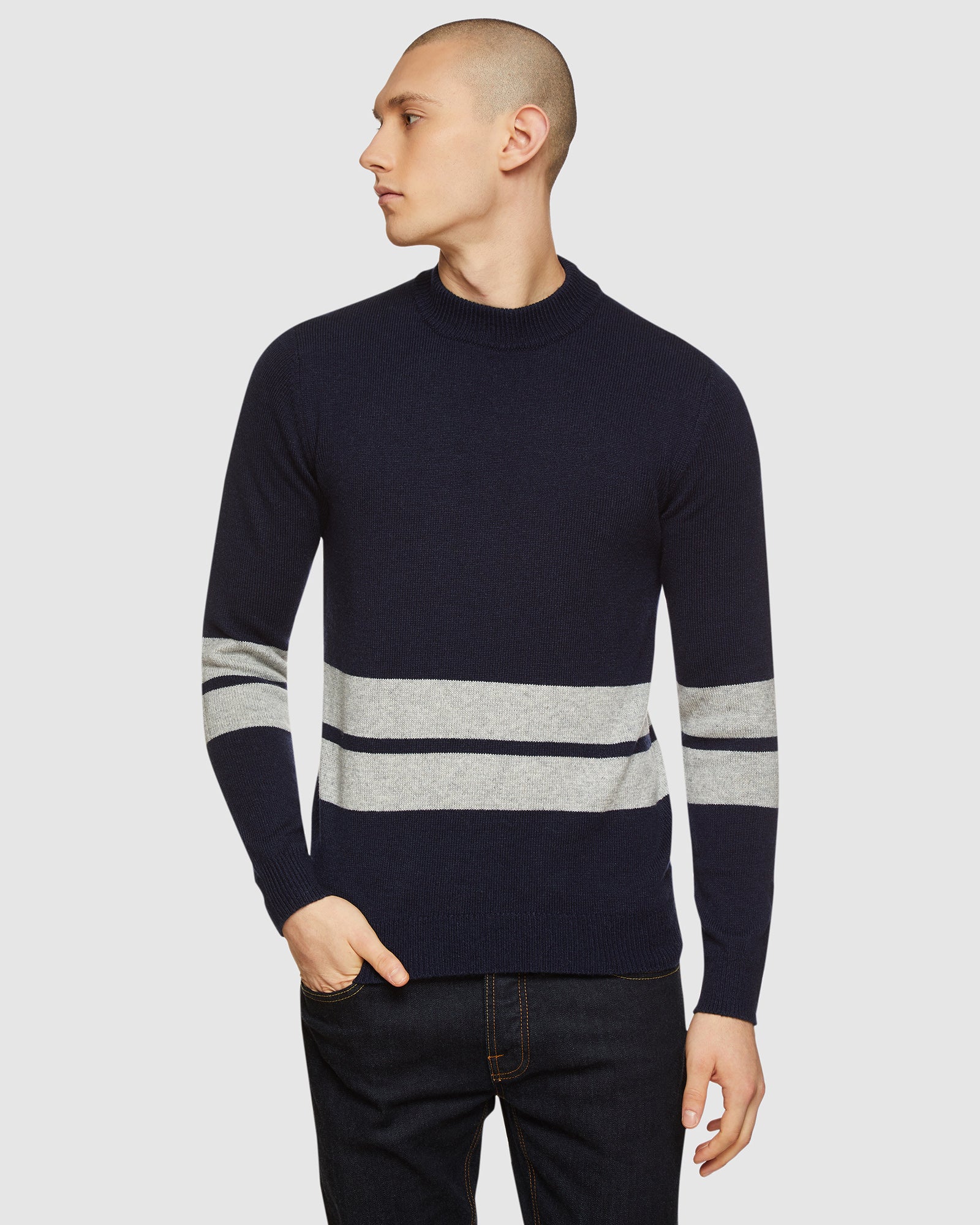 THEO STRIPED LAMBSWOOL CREW NECK