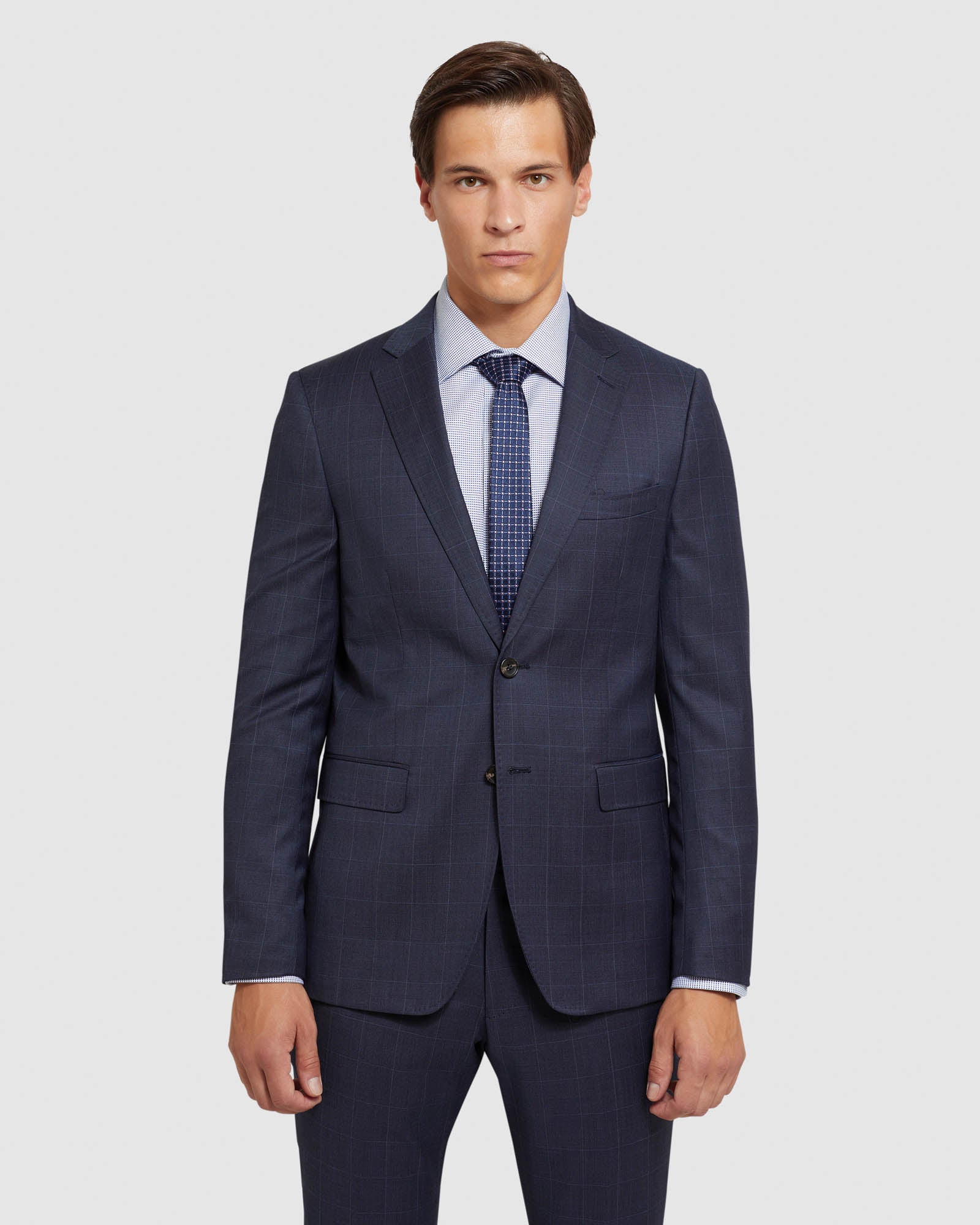 AUDEN WOOL STRETCH CHECK SUIT JACKET