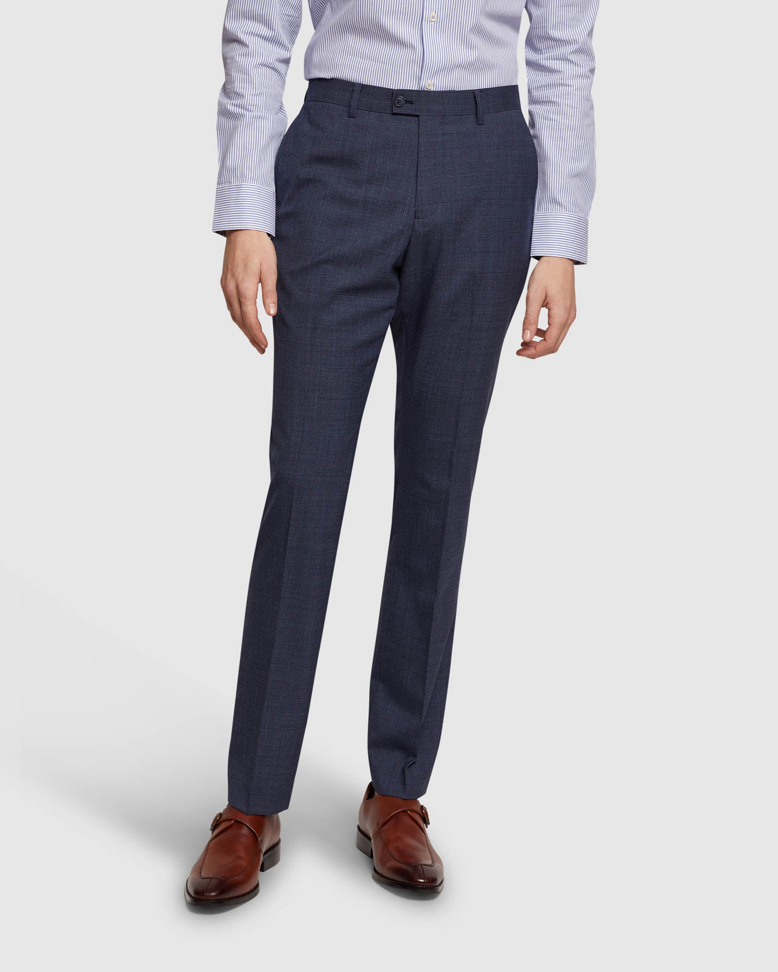 HOPKINS WOOL STRETCH CHECK TROUSERS