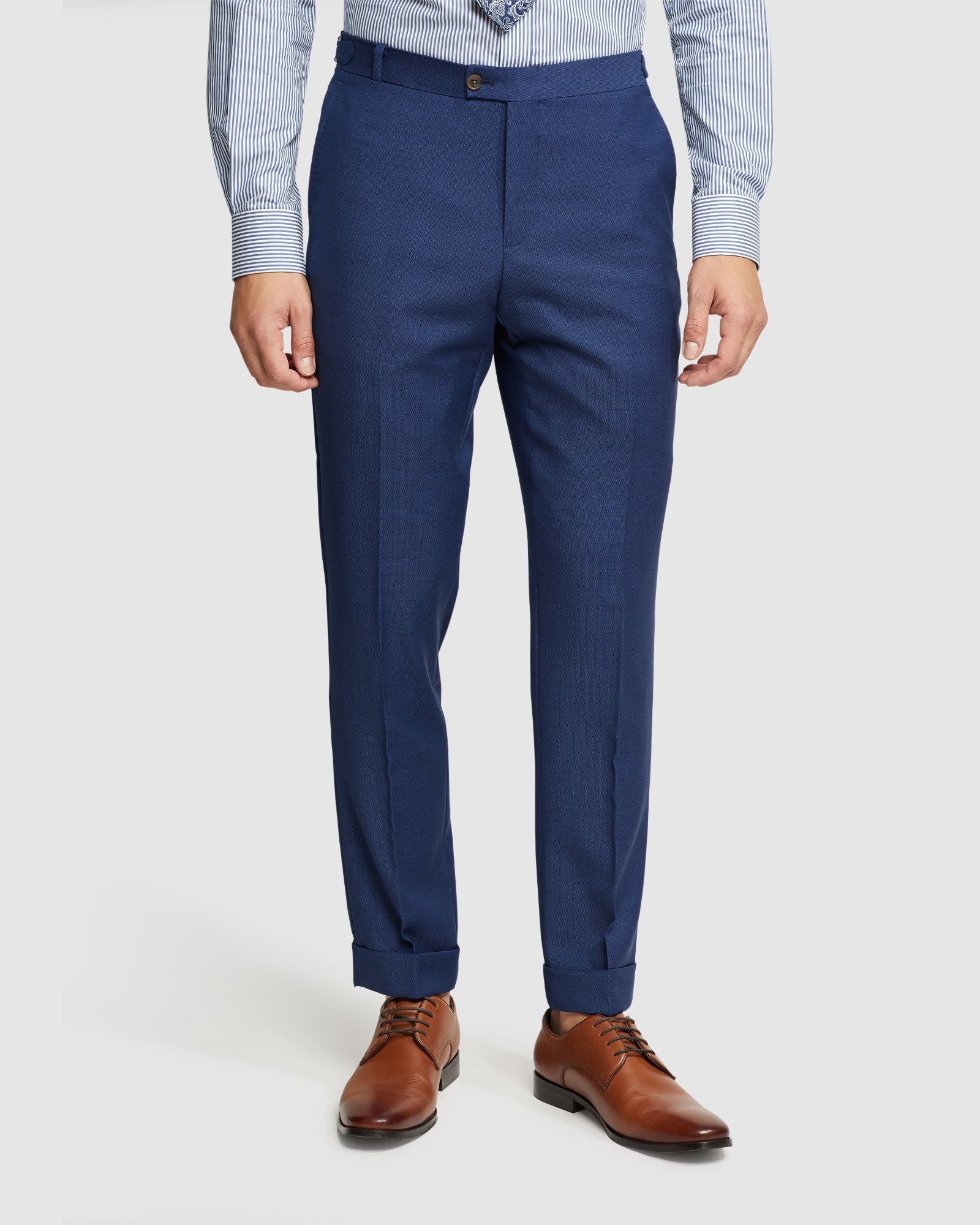 BYRON FOLDED CUFF WOOL SUIT TROUSERS