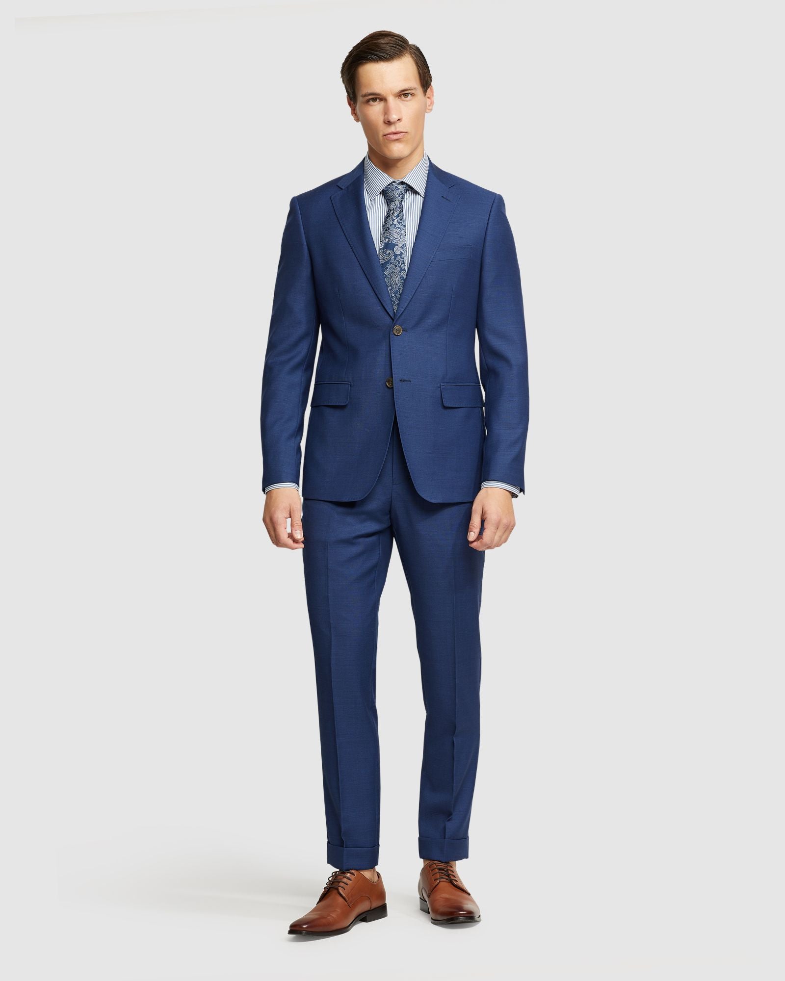 BYRON FOLDED CUFF WOOL SUIT TROUSERS