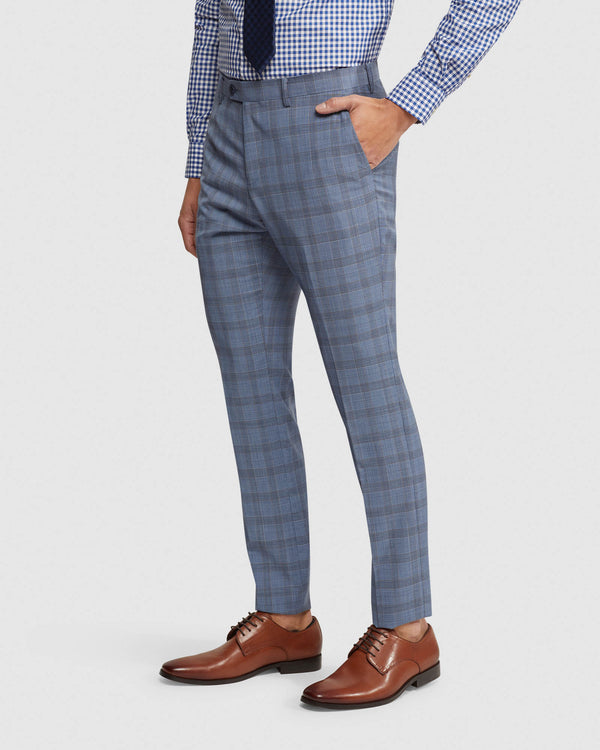 Suit trousers Skinny Fit - Dark blue/Checked - Men | H&M IN