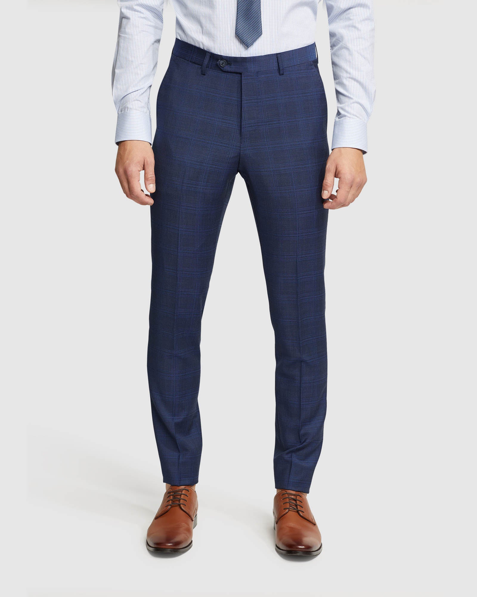 BYRON WOOL CHECKED SUIT TROUSERS