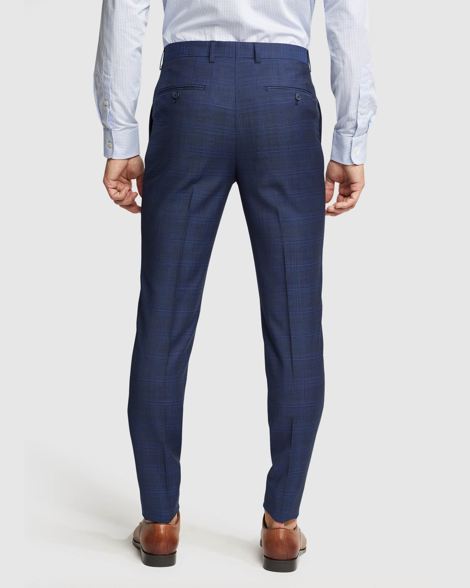 BYRON WOOL CHECKED SUIT TROUSERS