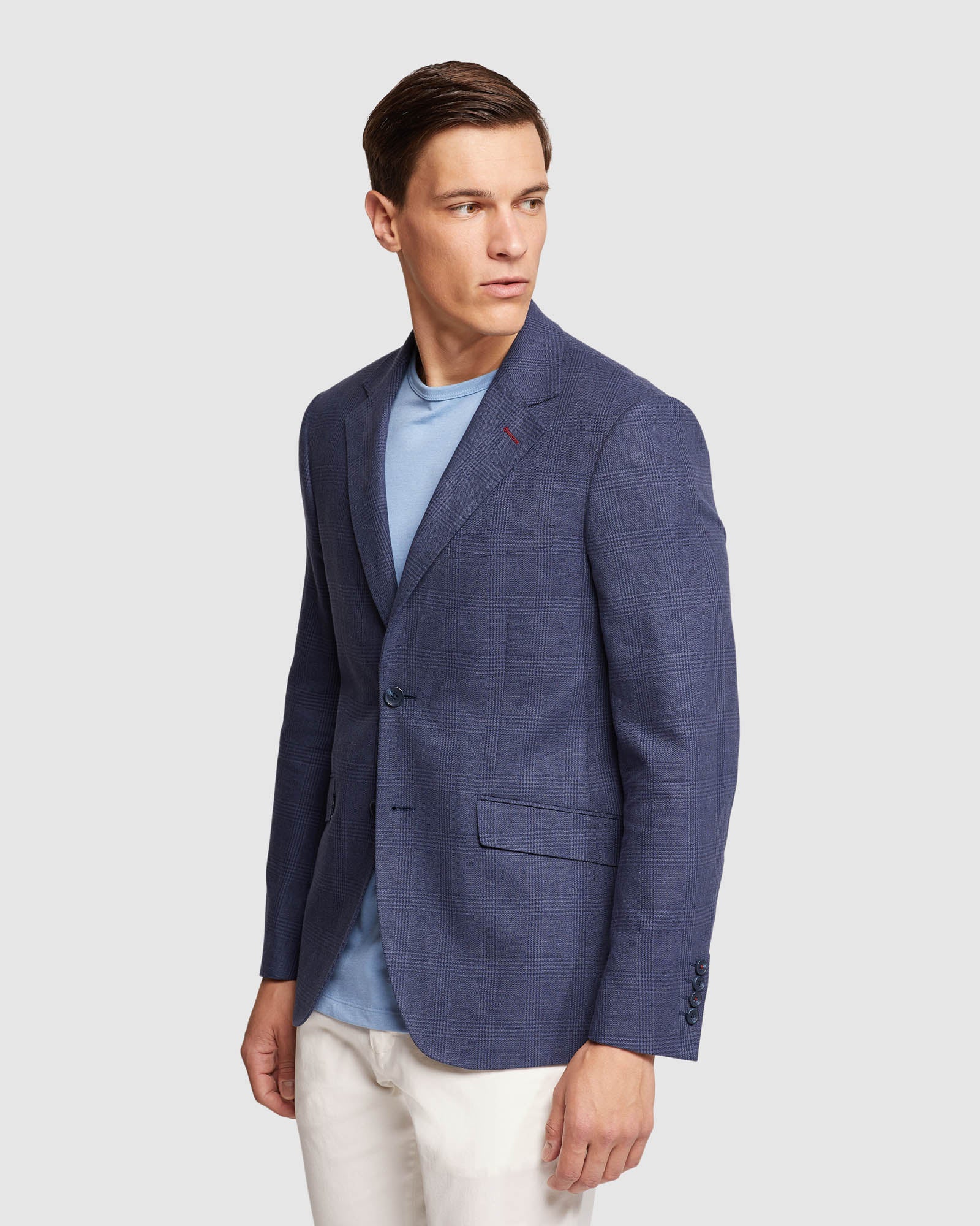 BLAKE LINEN BLEND CHECKED BLAZER