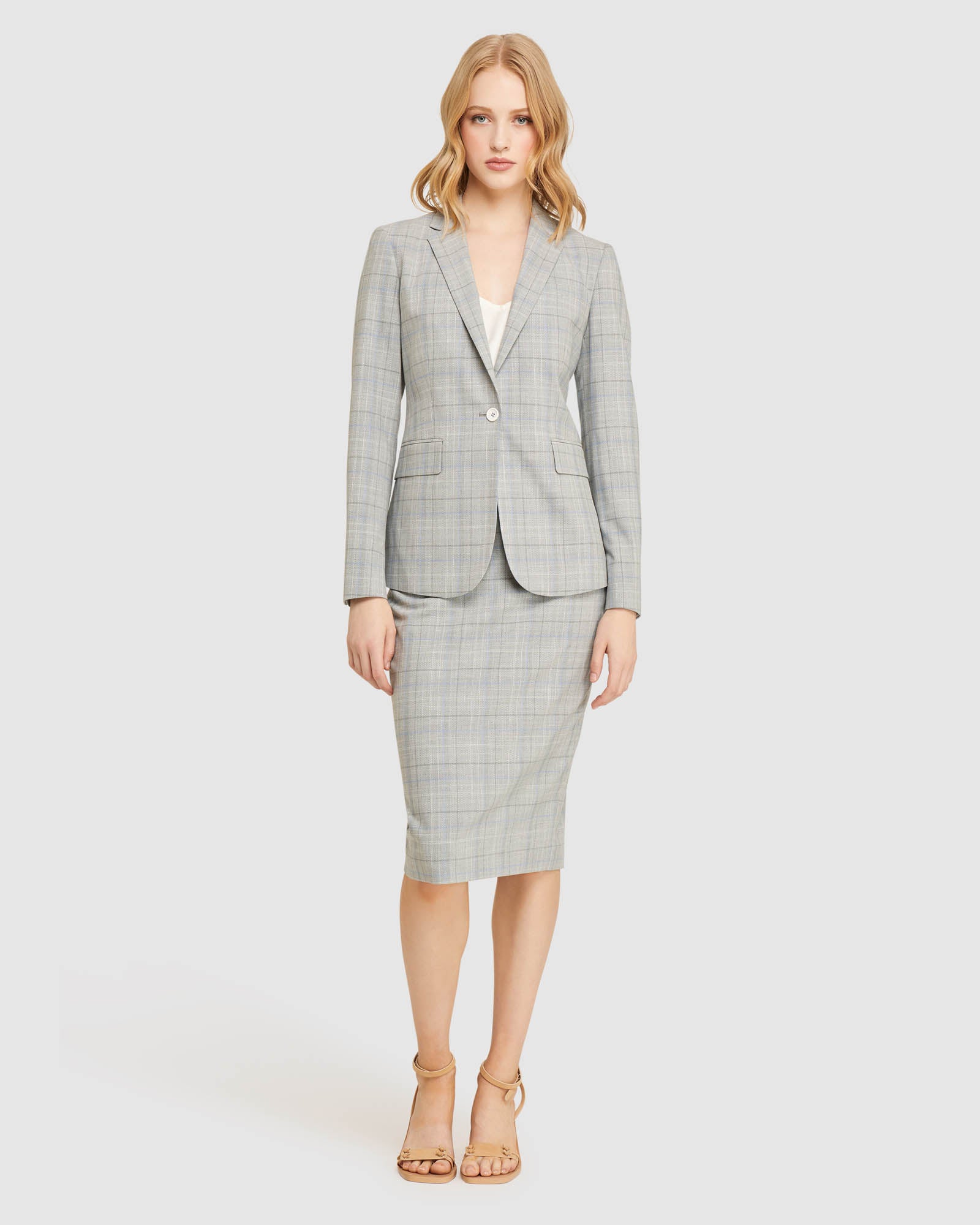 PEGGY ECO CHECK SUIT SKIRT