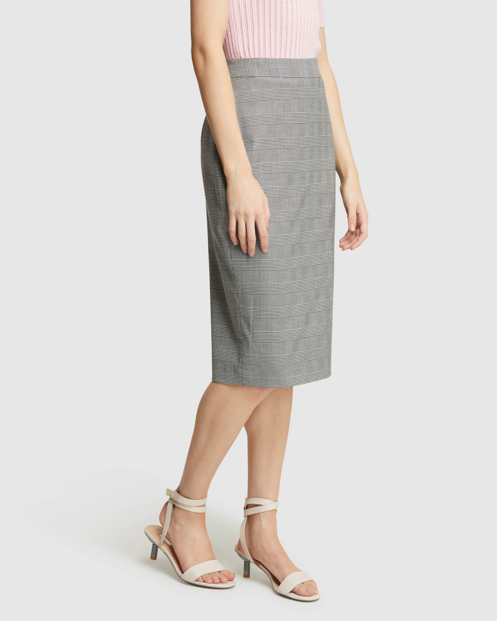 PEGGY CHECK STRETCH ECO SUIT SKIRT