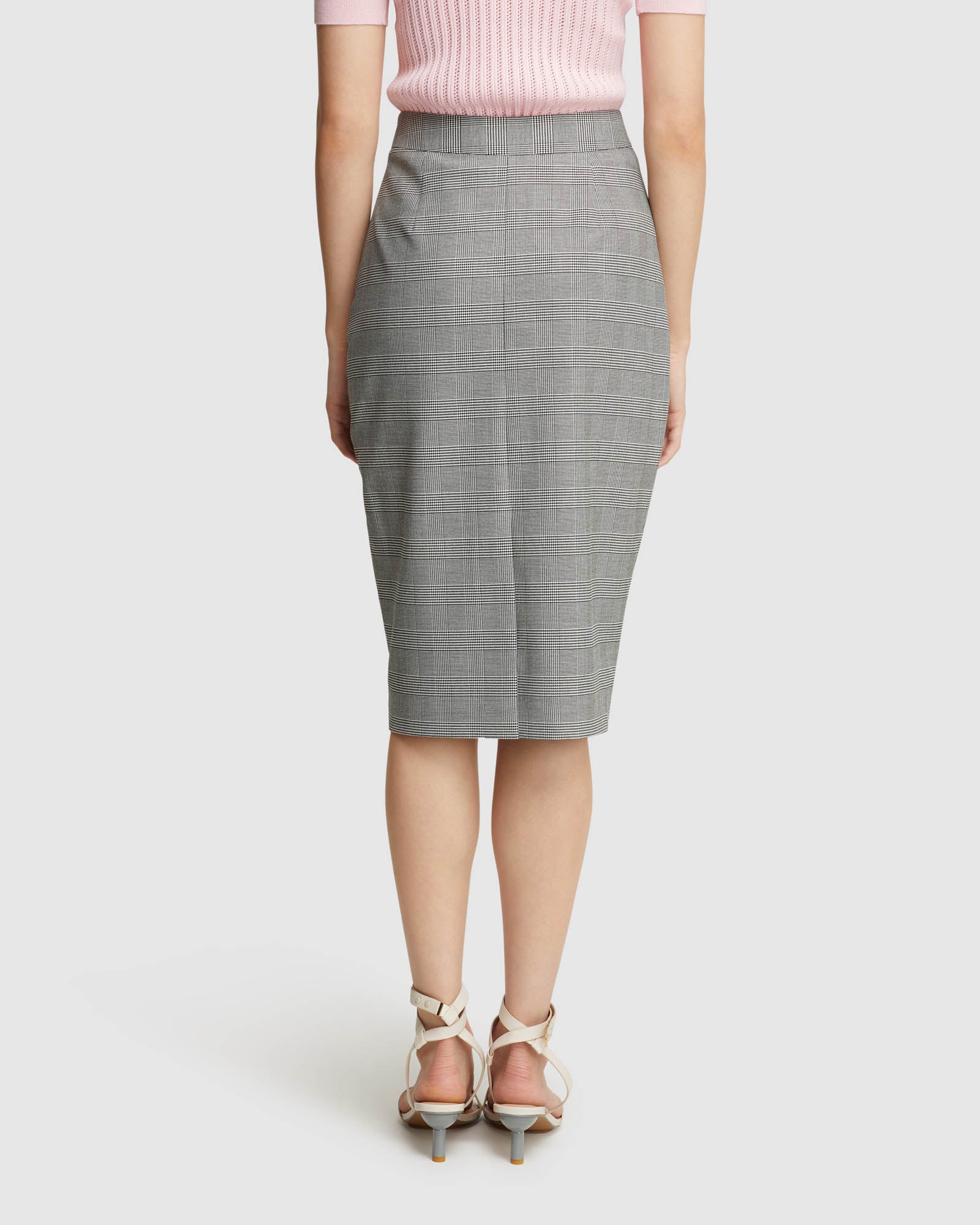 PEGGY CHECK STRETCH ECO SUIT SKIRT