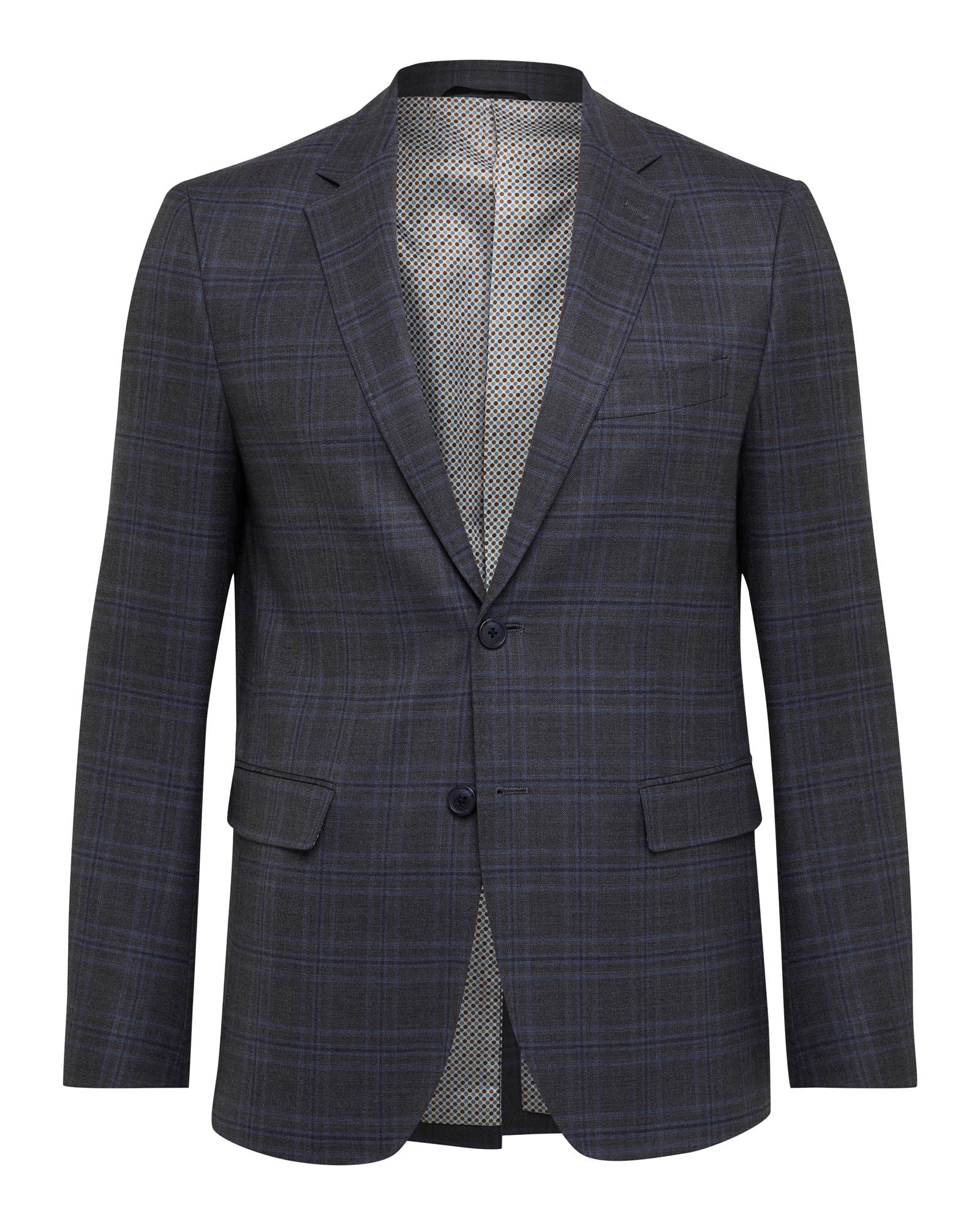 AUDEN WOOL STRETCH CHECK SUIT JACKET