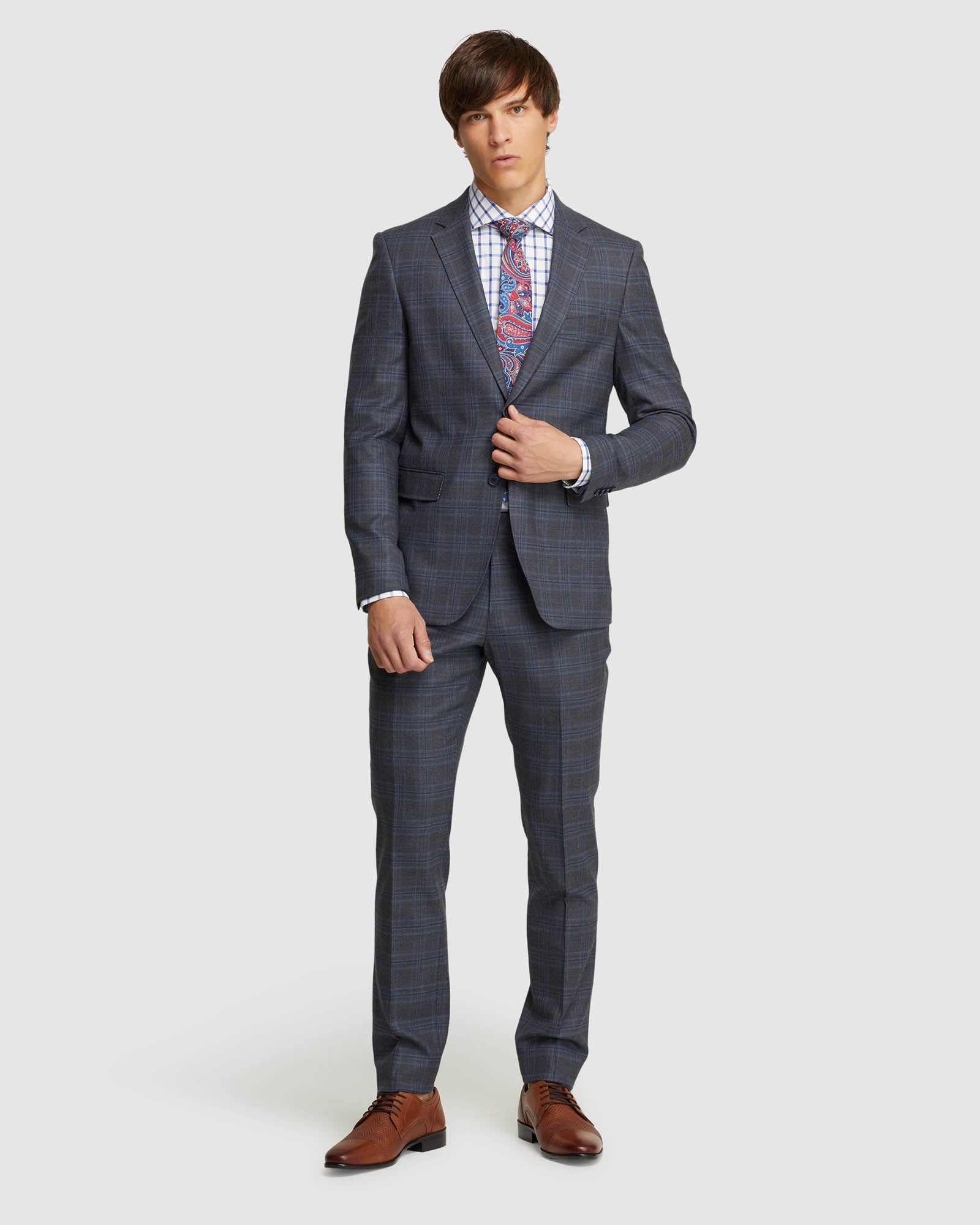 AUDEN WOOL STRETCH CHECK SUIT JACKET