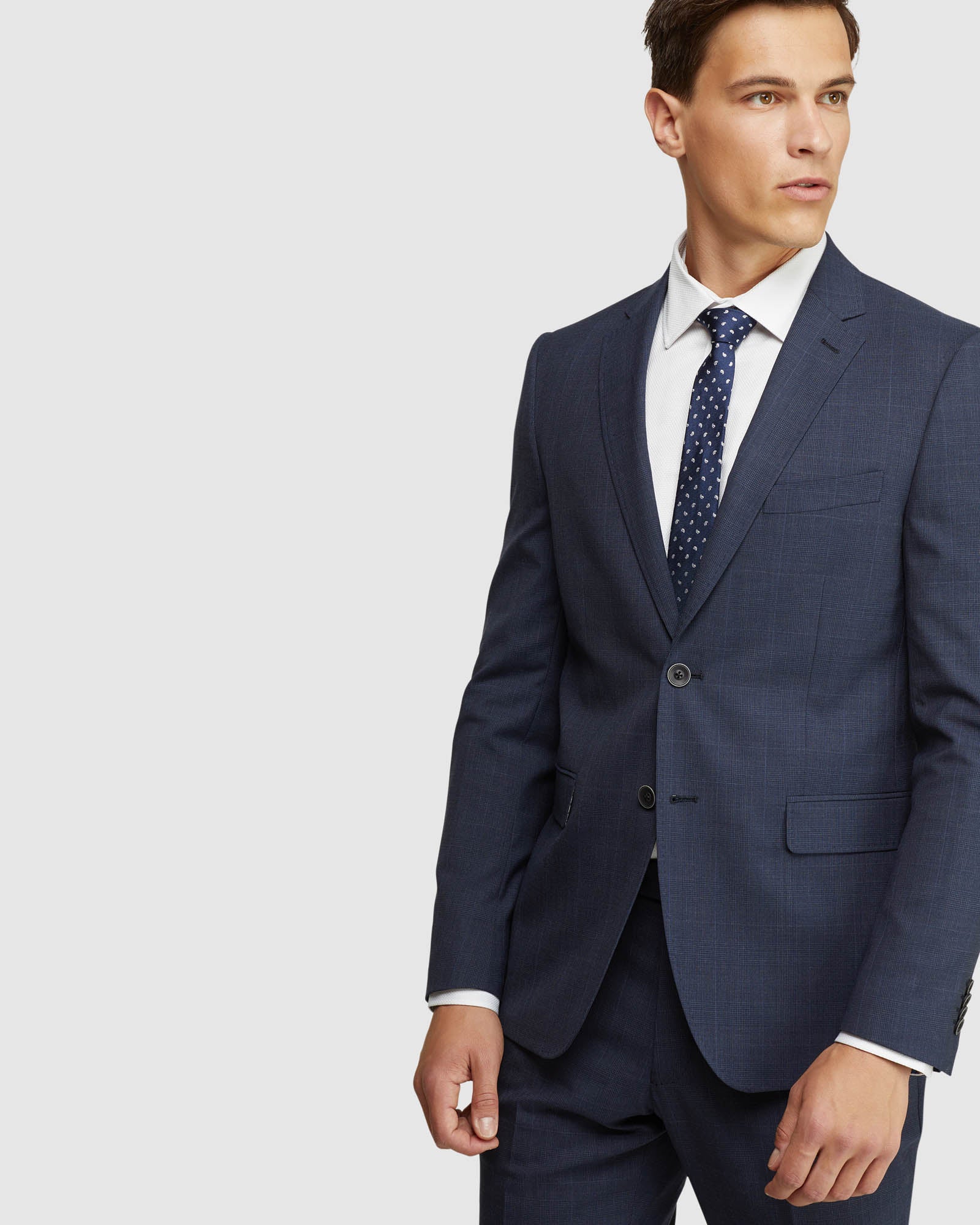 AUDEN WOOL STRETCH CHECK SUIT JACKET