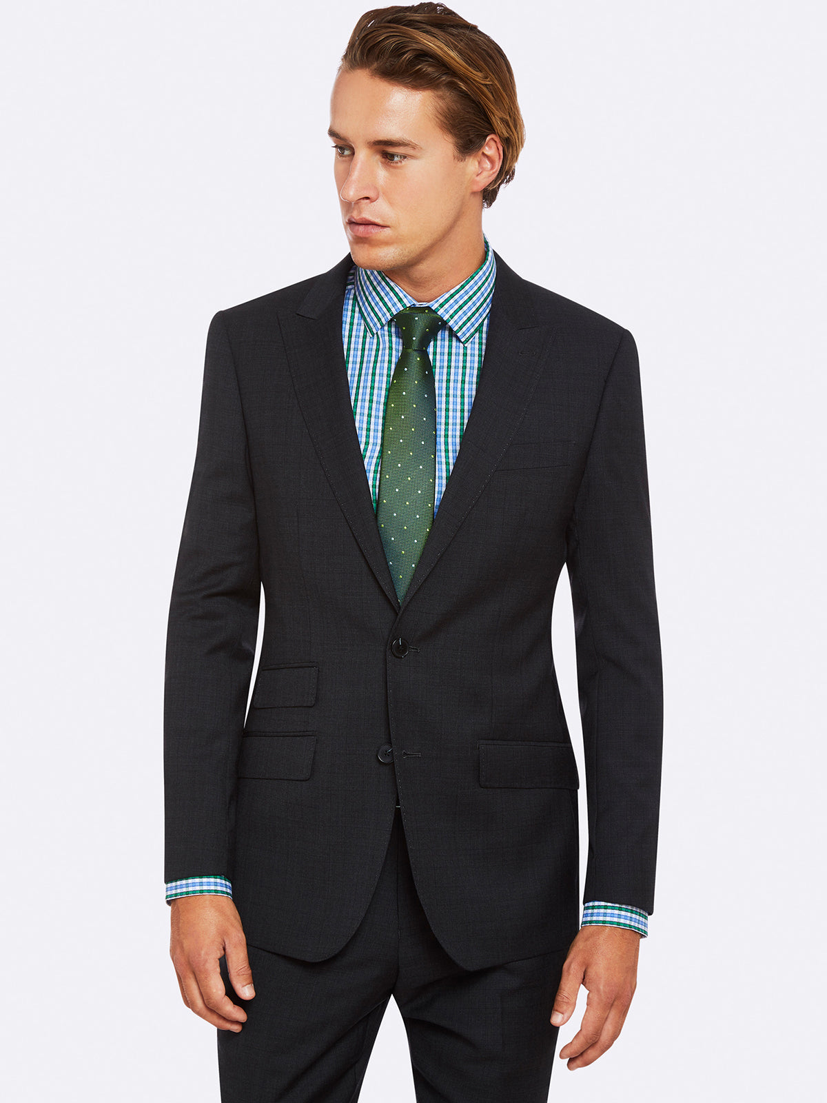 HOPKINS PEAK LAPEL WOOL SUIT JACKET