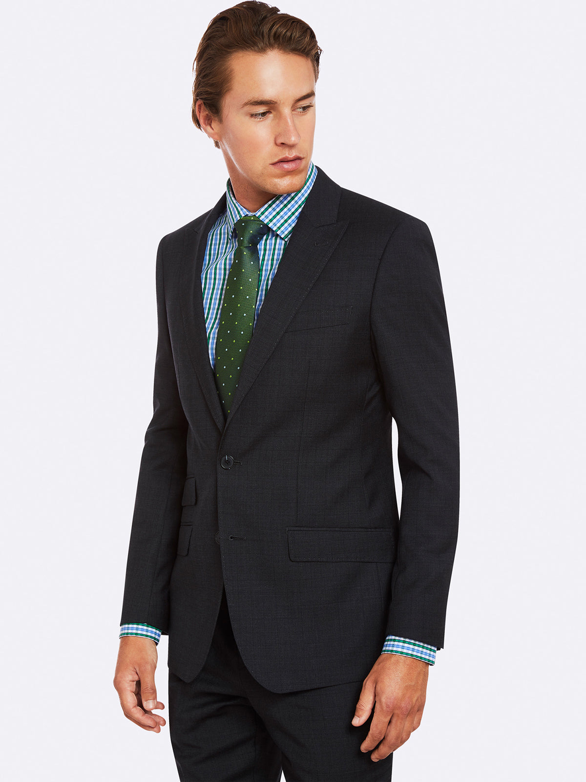 HOPKINS PEAK LAPEL WOOL SUIT JACKET