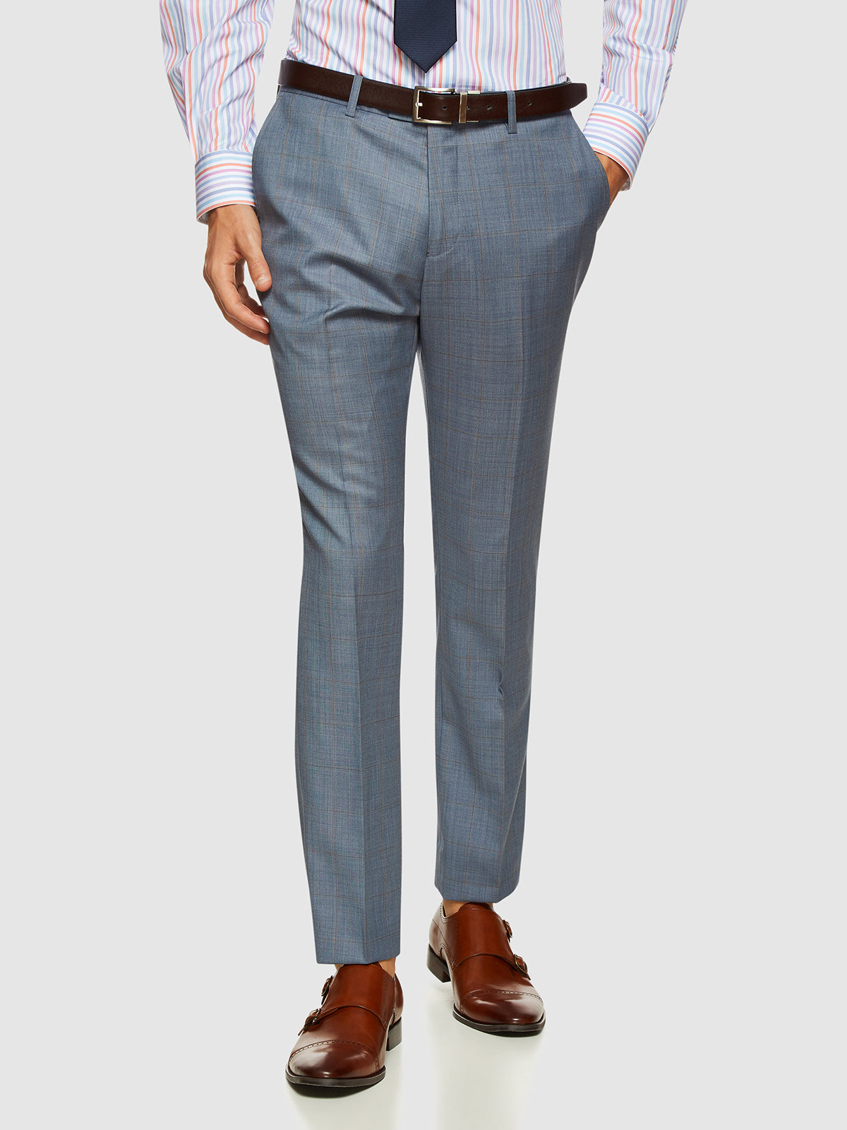 HOPKINS WOOL STRETCH CHECK PANTS