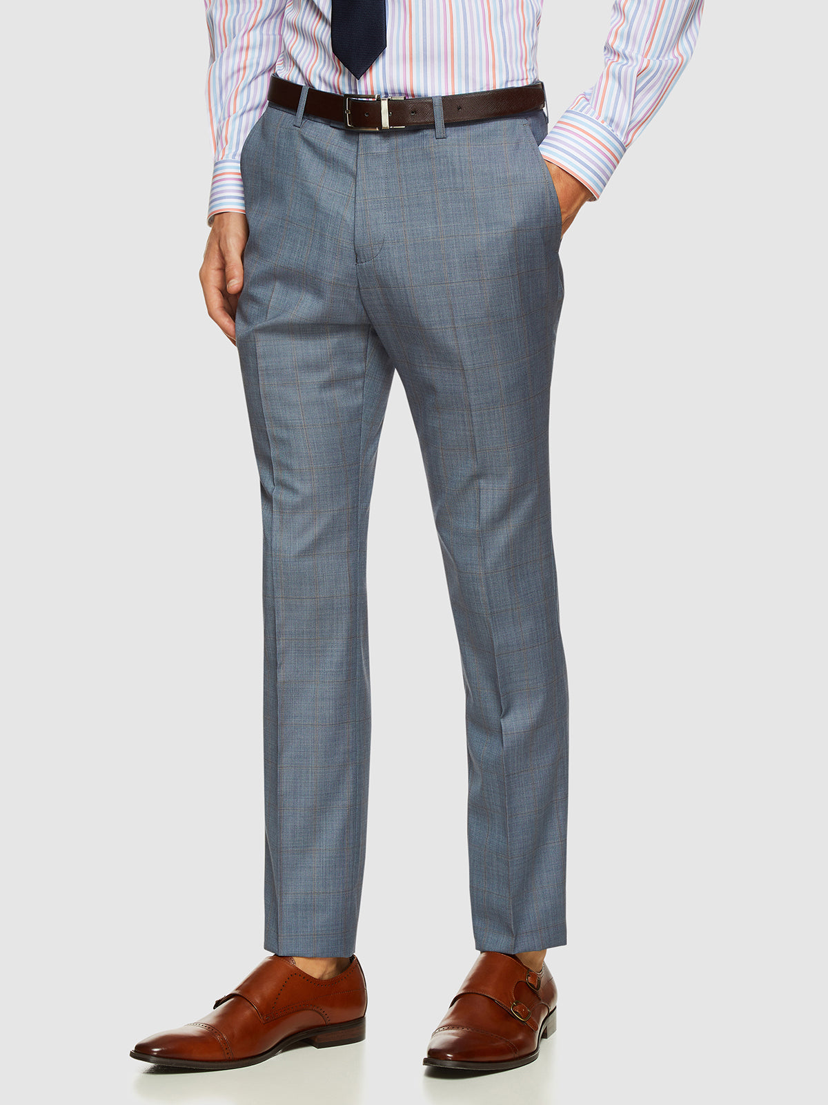 HOPKINS WOOL STRETCH CHECK PANTS