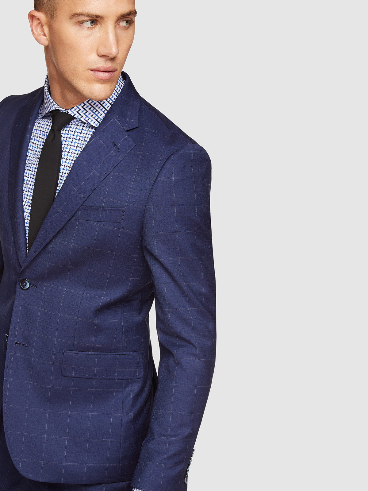 BYRON WOOL STRETCH CHECKED JACKET