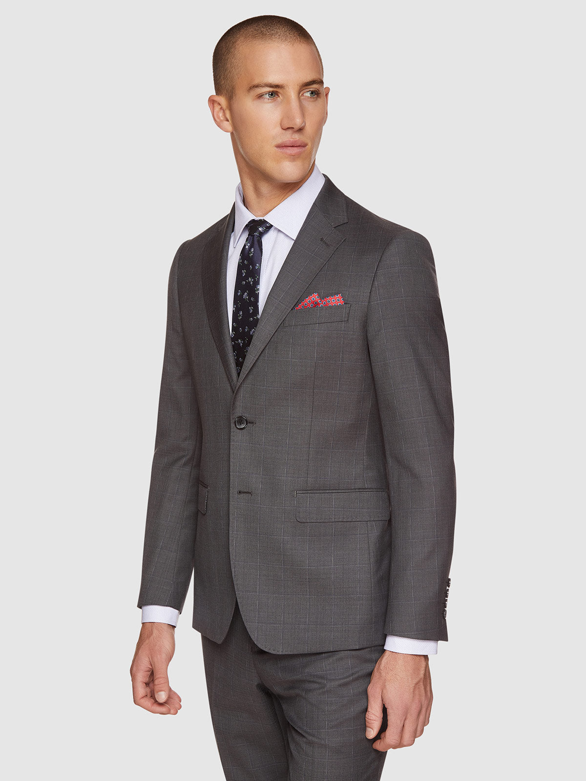 BYRON WOOL STRETCH CHECKED JACKET