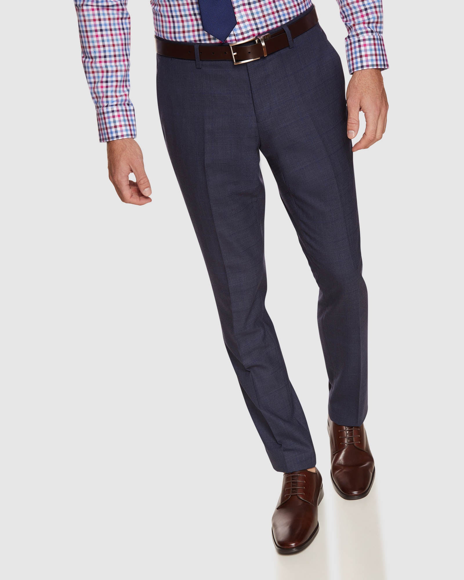 AUDEN WOOL CHECKED SUIT TROUSERS