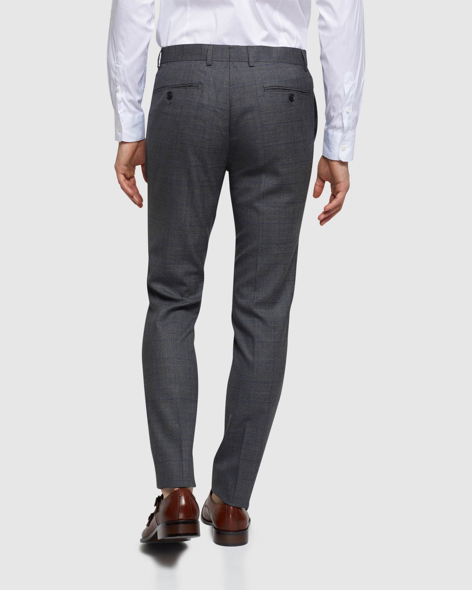 AUDEN WOOL CHECKED SUIT TROUSERS