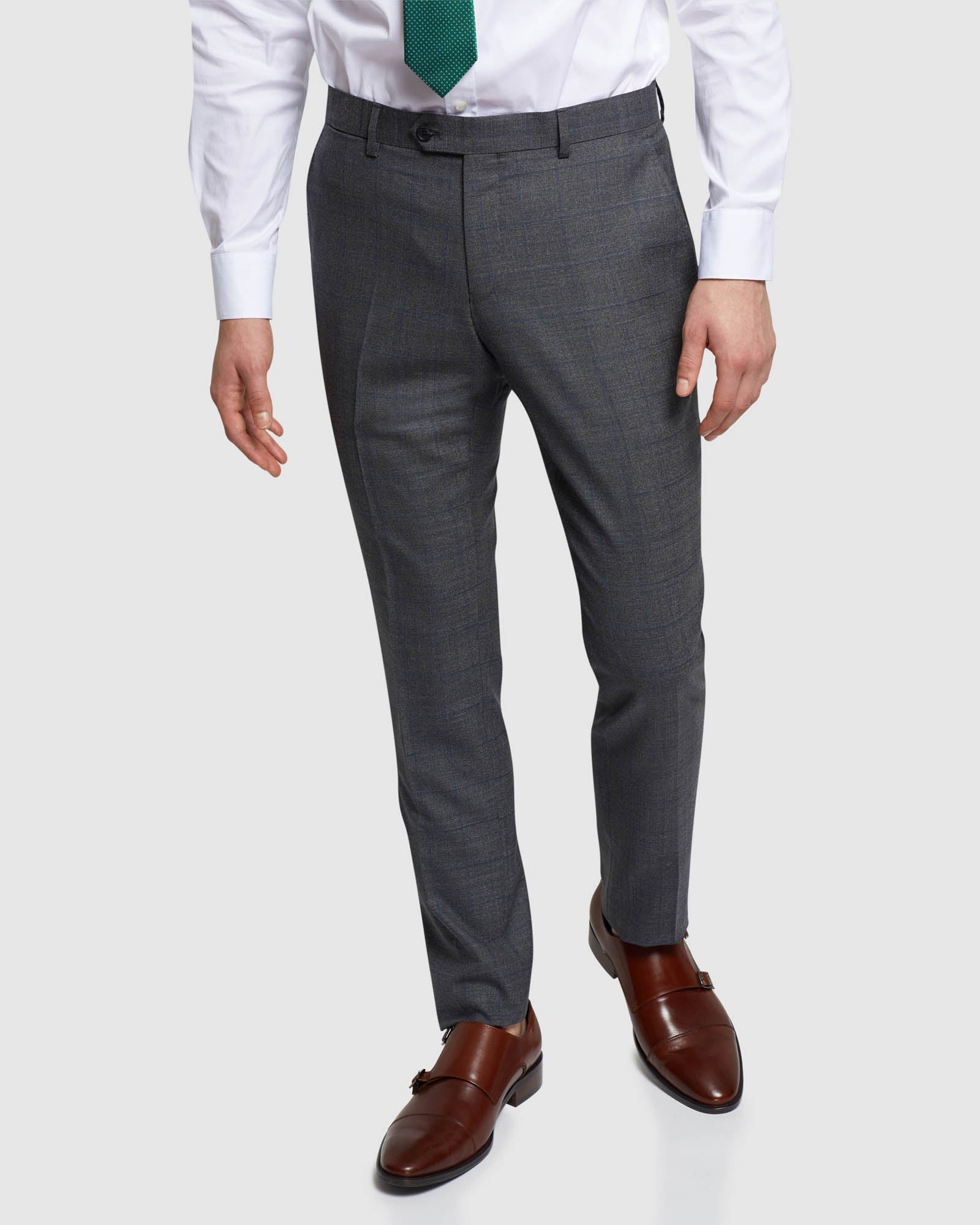 AUDEN WOOL CHECKED SUIT TROUSERS