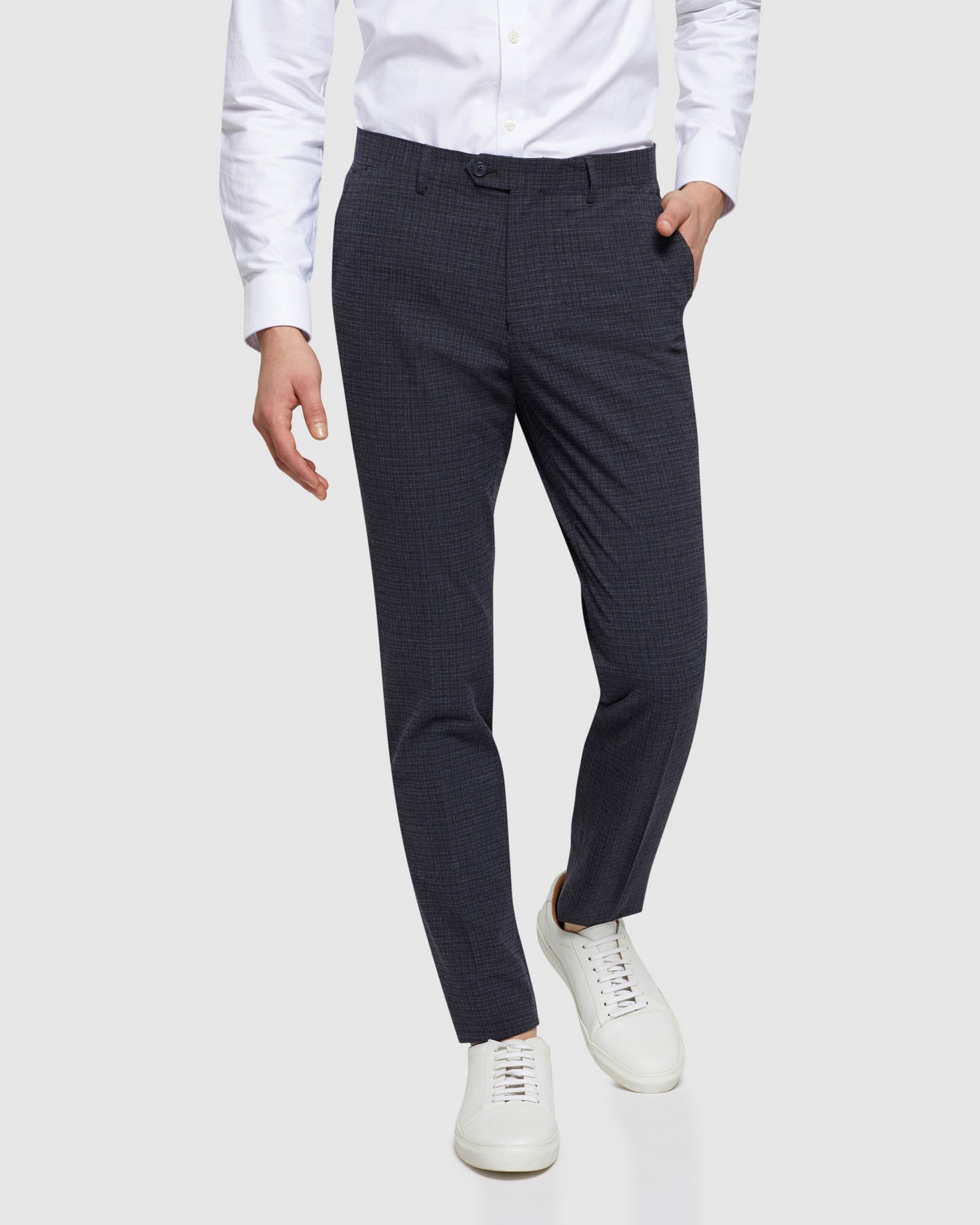 STRETCH CHECKED TROUSERS