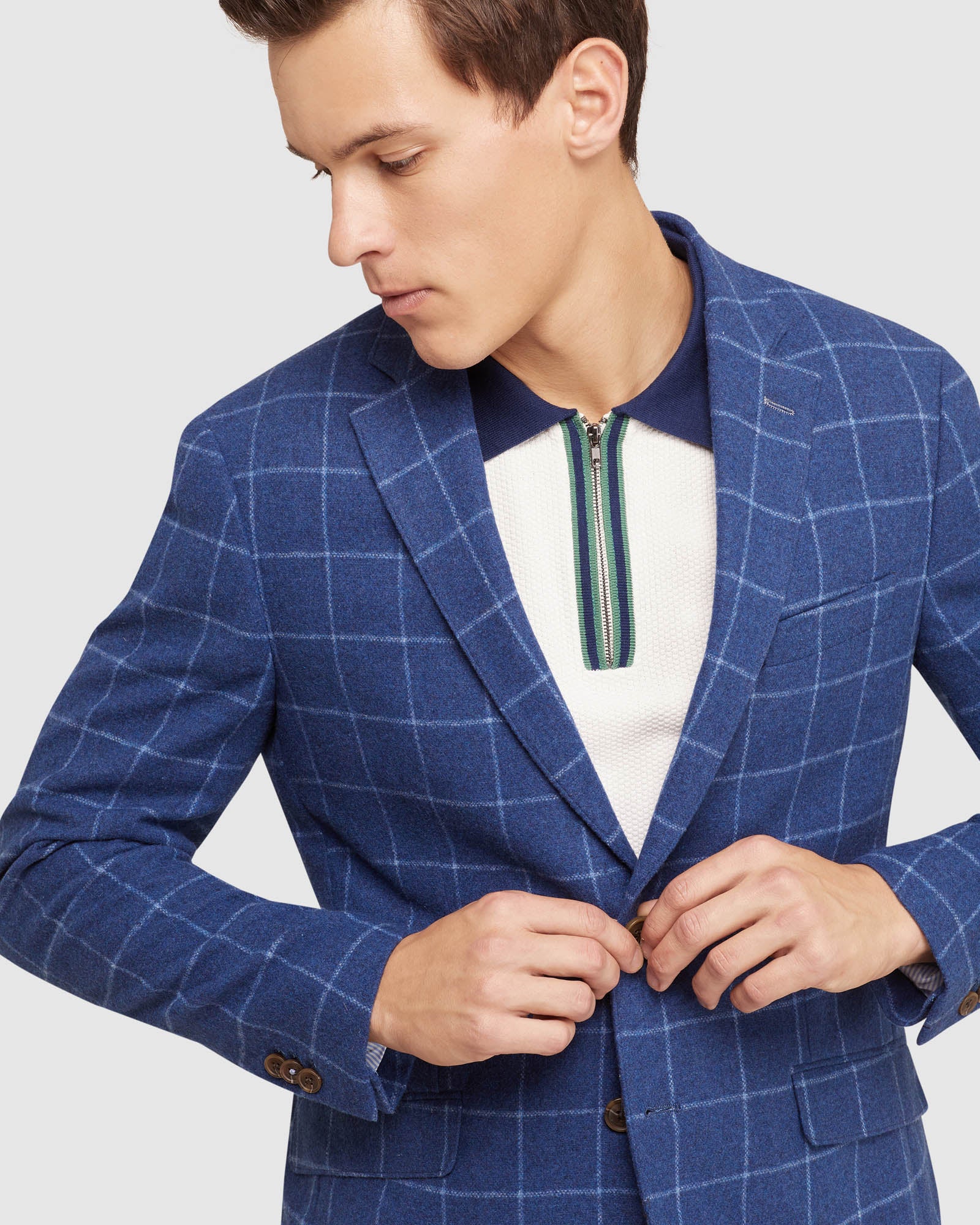 MILTON WOOL BLEND CHECKED BLAZER