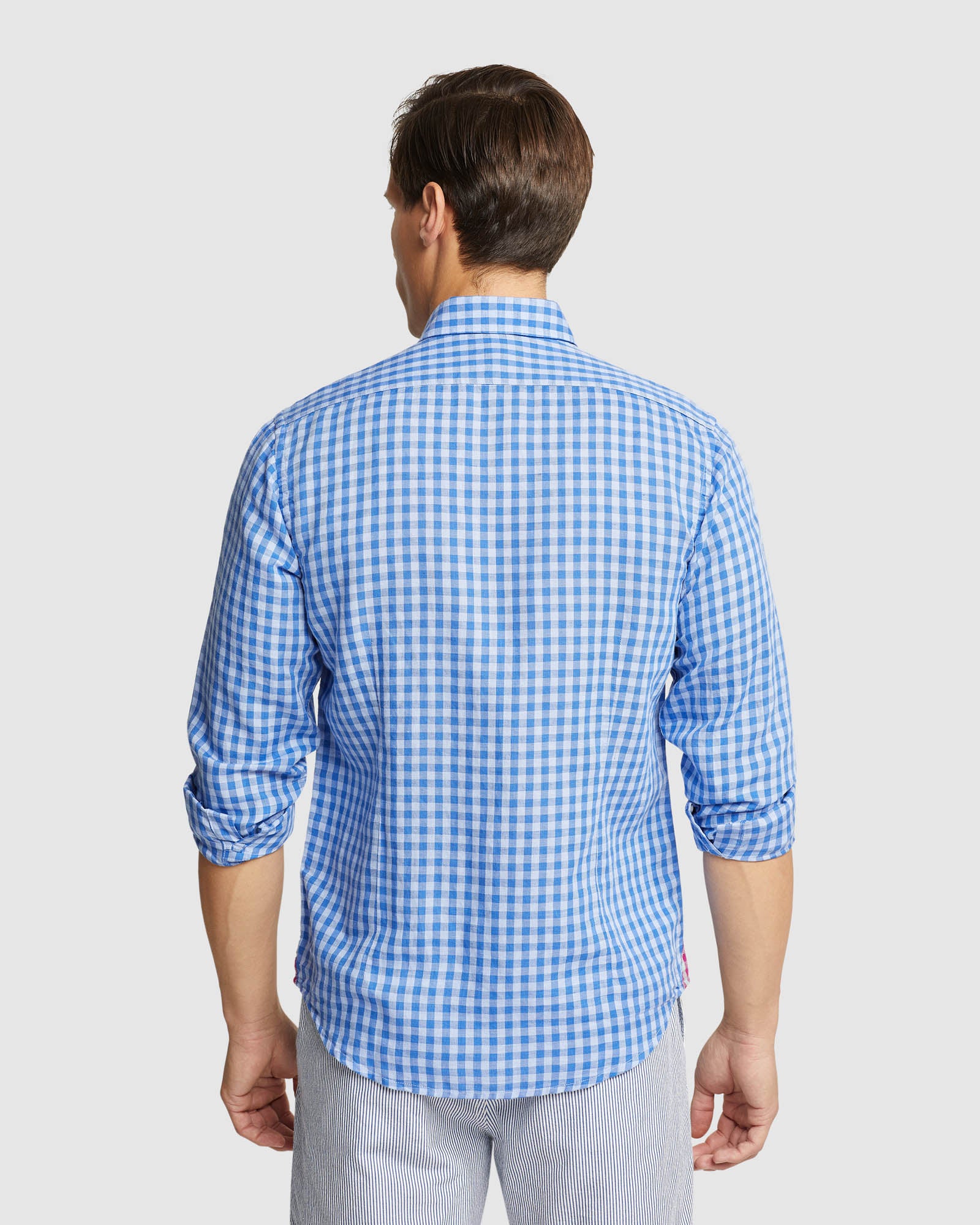 KENTON LINEN BLEND CHECKED SHIRT