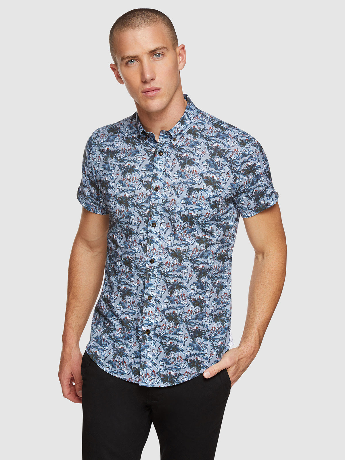 TOTTENHAM PALMTREE PRINT SHORT SLEEVE SHIRT