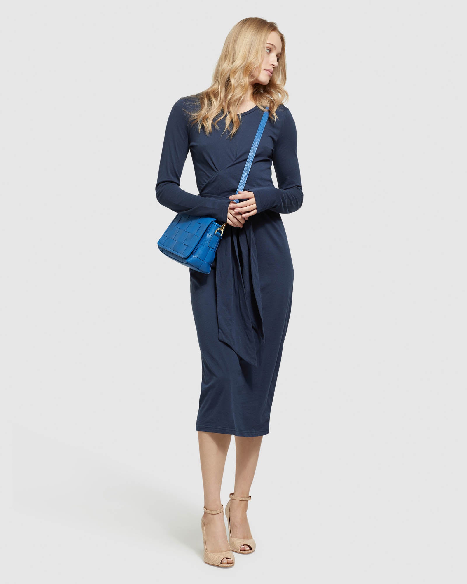 TESS FRONT TIE JERSEY DRESS