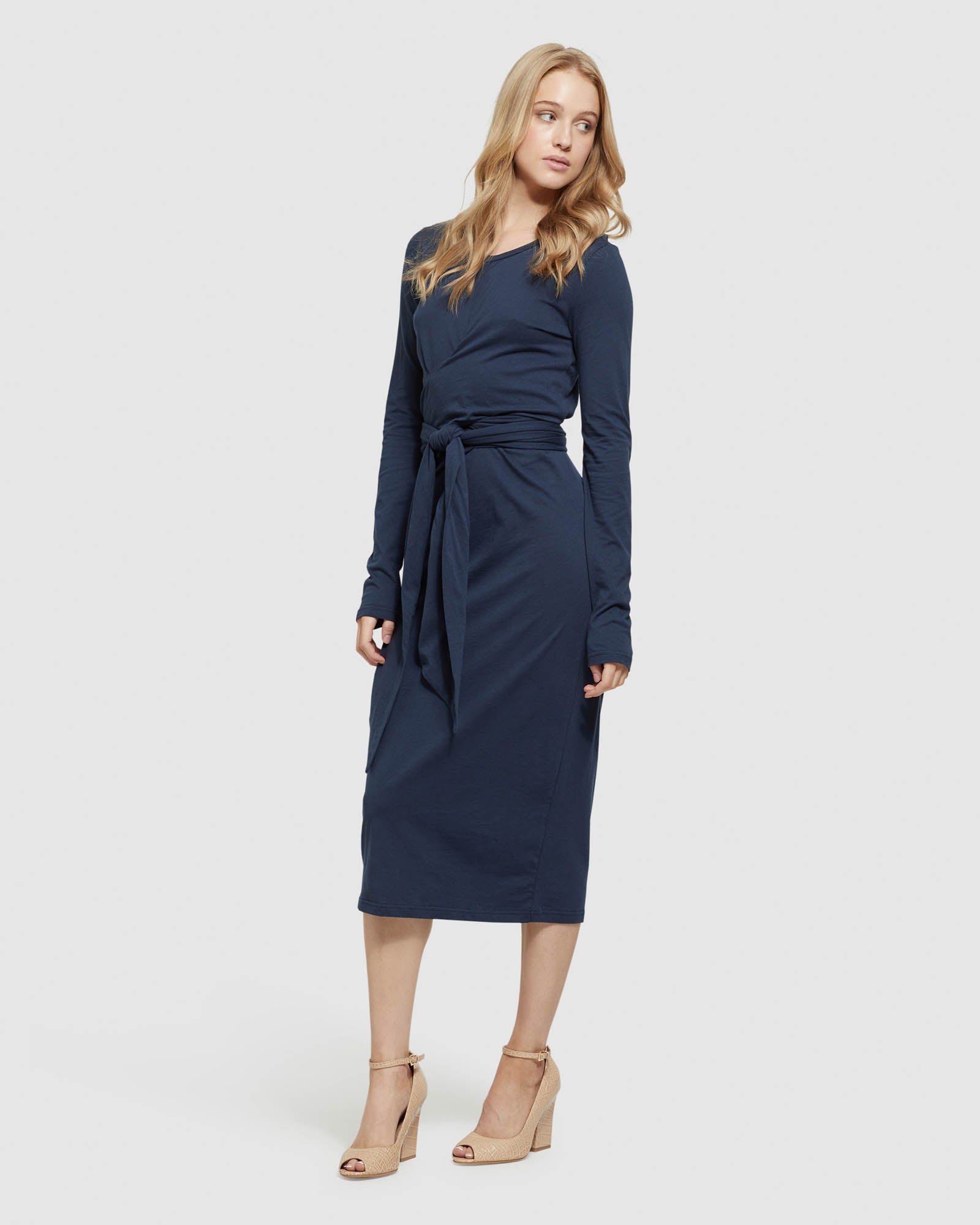 TESS FRONT TIE JERSEY DRESS