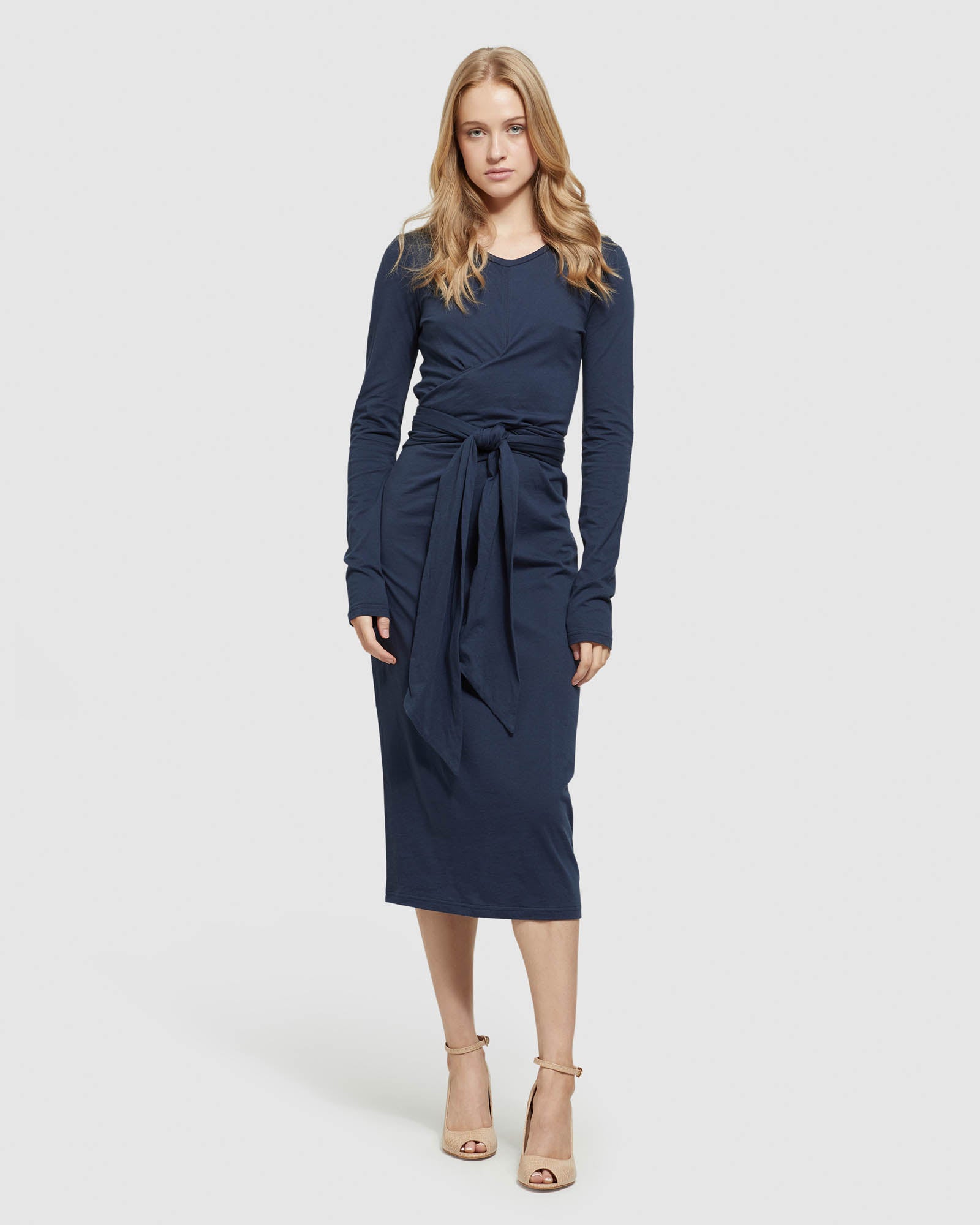 TESS FRONT TIE JERSEY DRESS