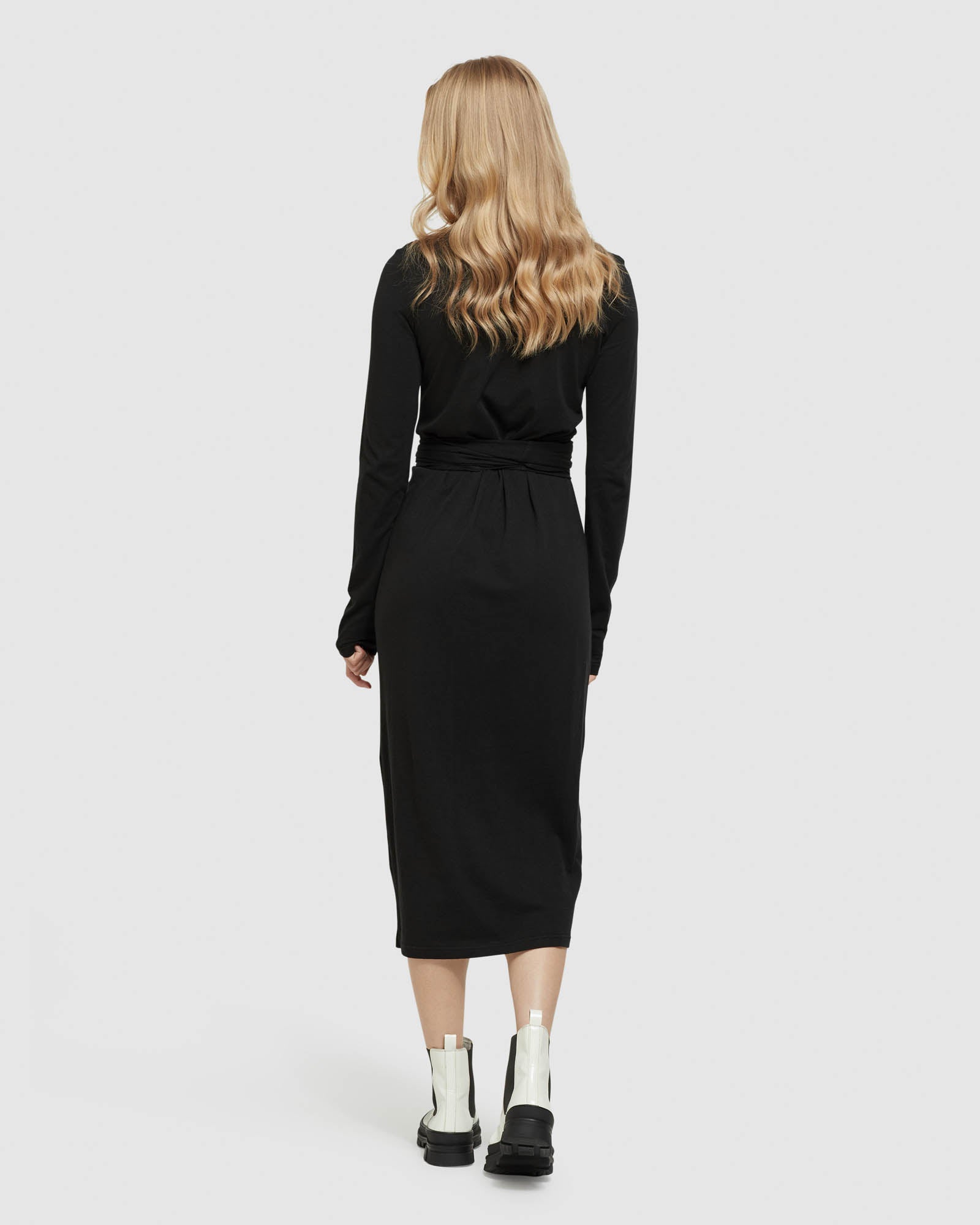 TESS FRONT TIE JERSEY DRESS