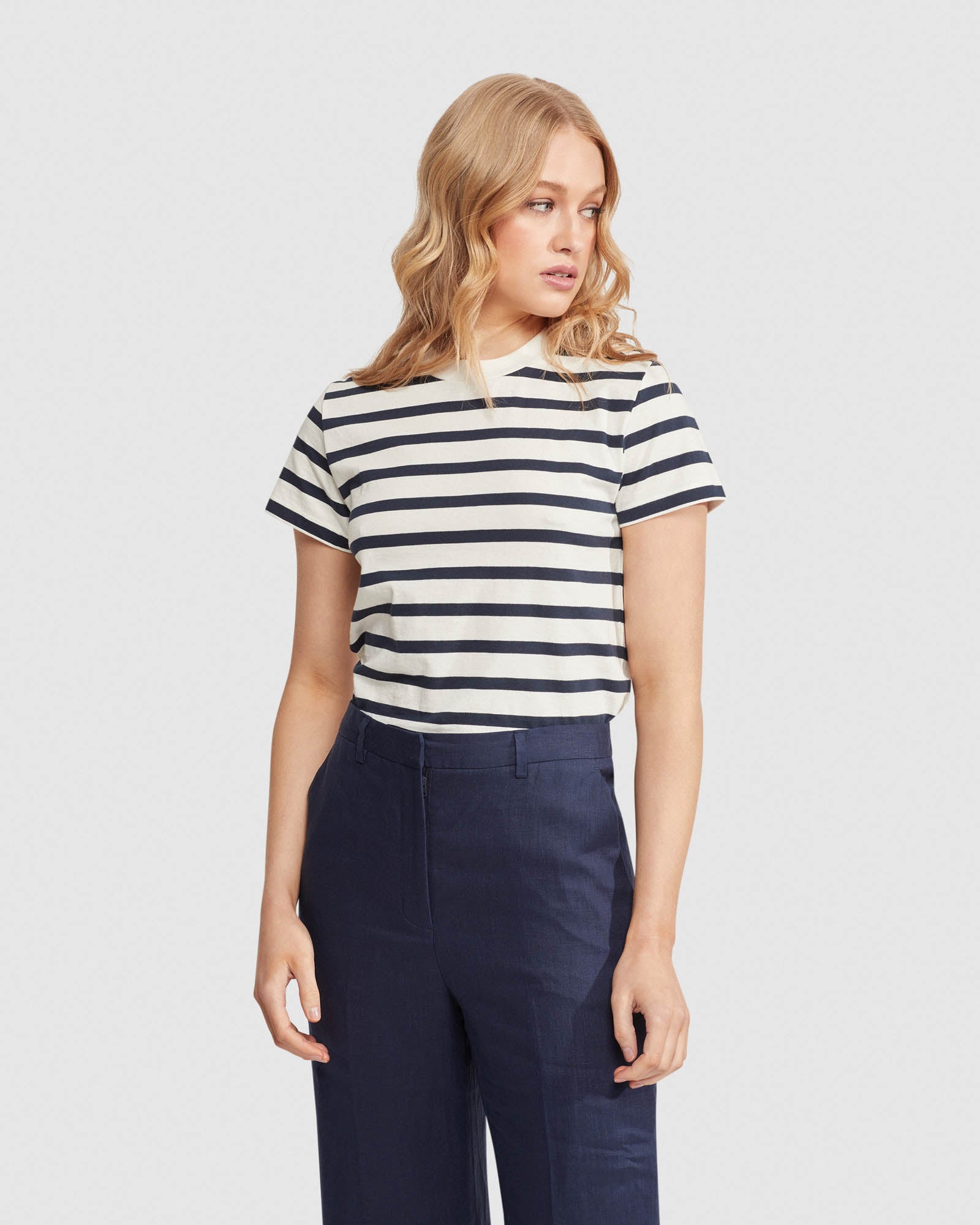 GIA STRIPED CROP T-SHIRT