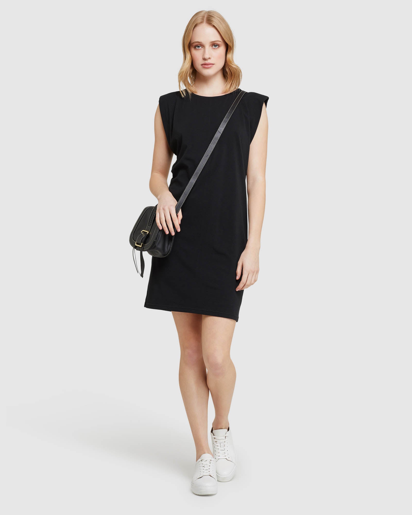 ELODIE JERSEY DRESS WITH SHOLDR PADS