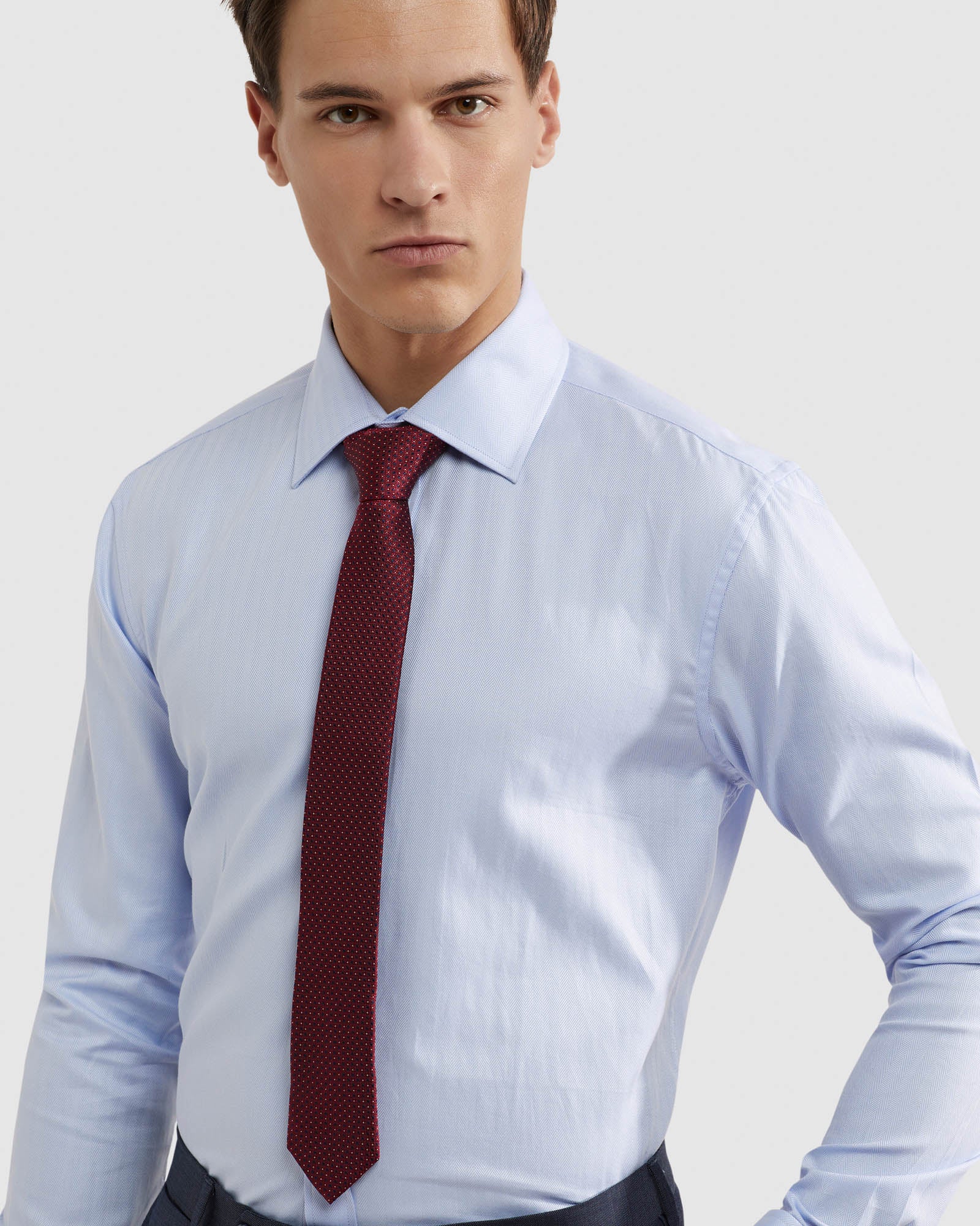 ISLINGTON REGULAR FRENCH CUFF HERRINGBONE SHIRT