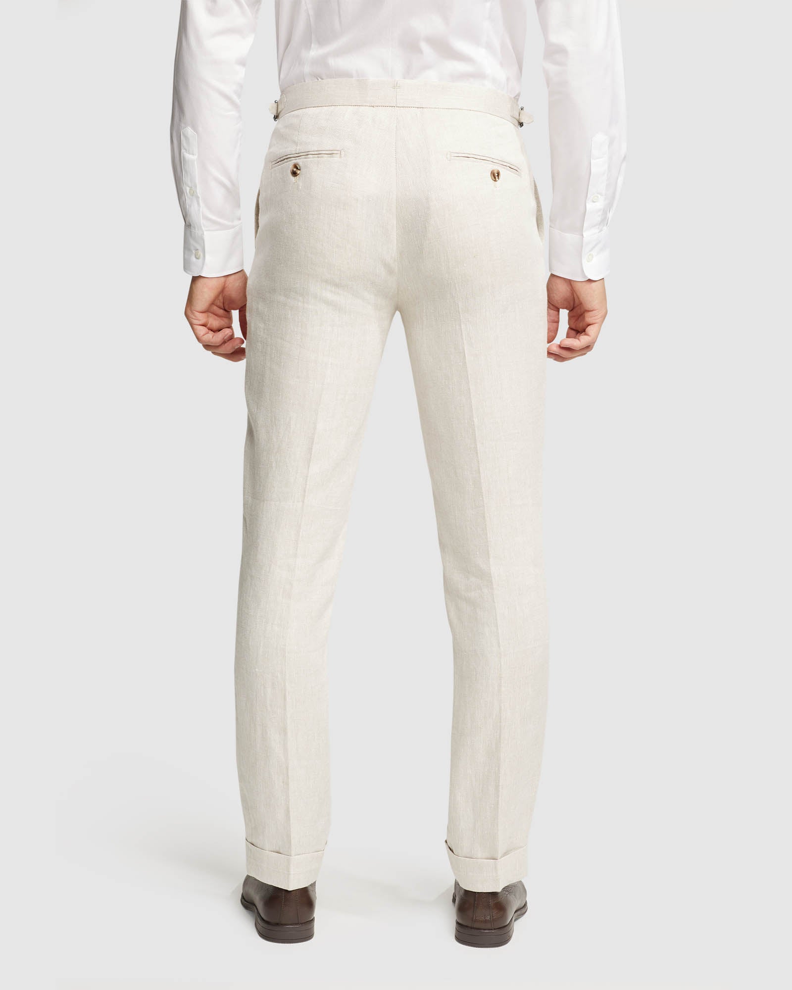 FOLDED CUFF LINEN TROUSERS