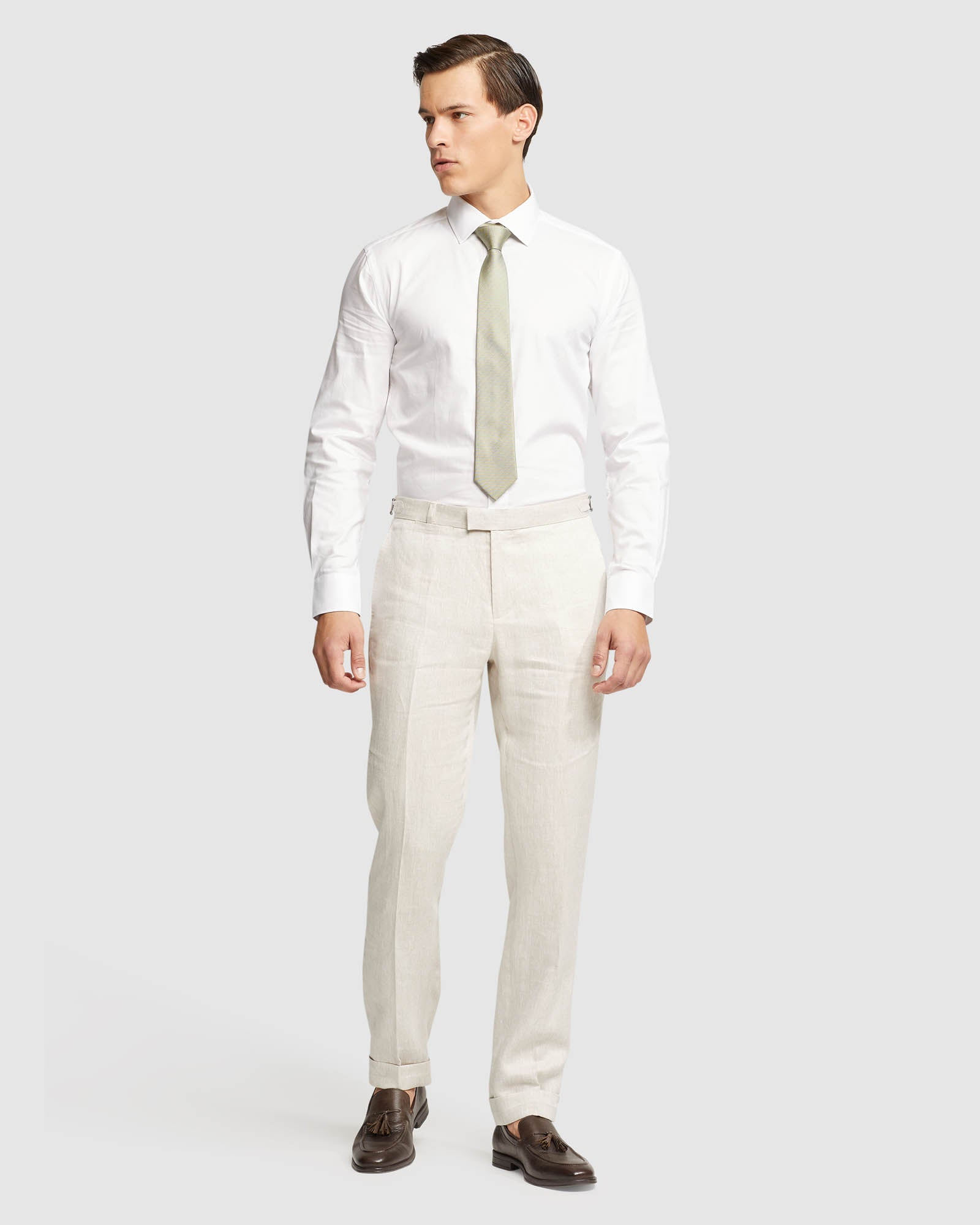 FOLDED CUFF LINEN TROUSERS