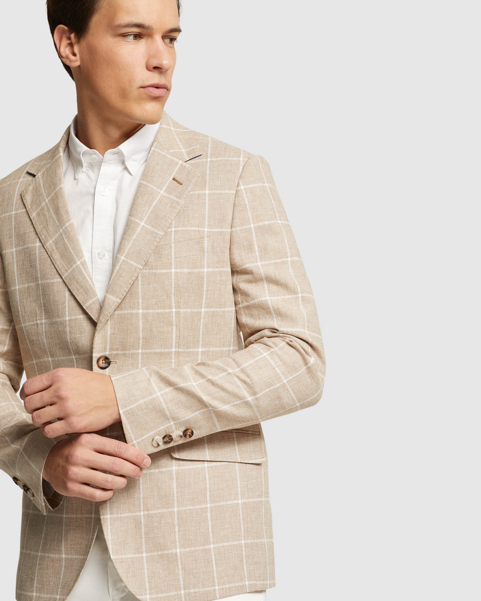 BLAKE LINEN COTTON CHECKED BLAZER