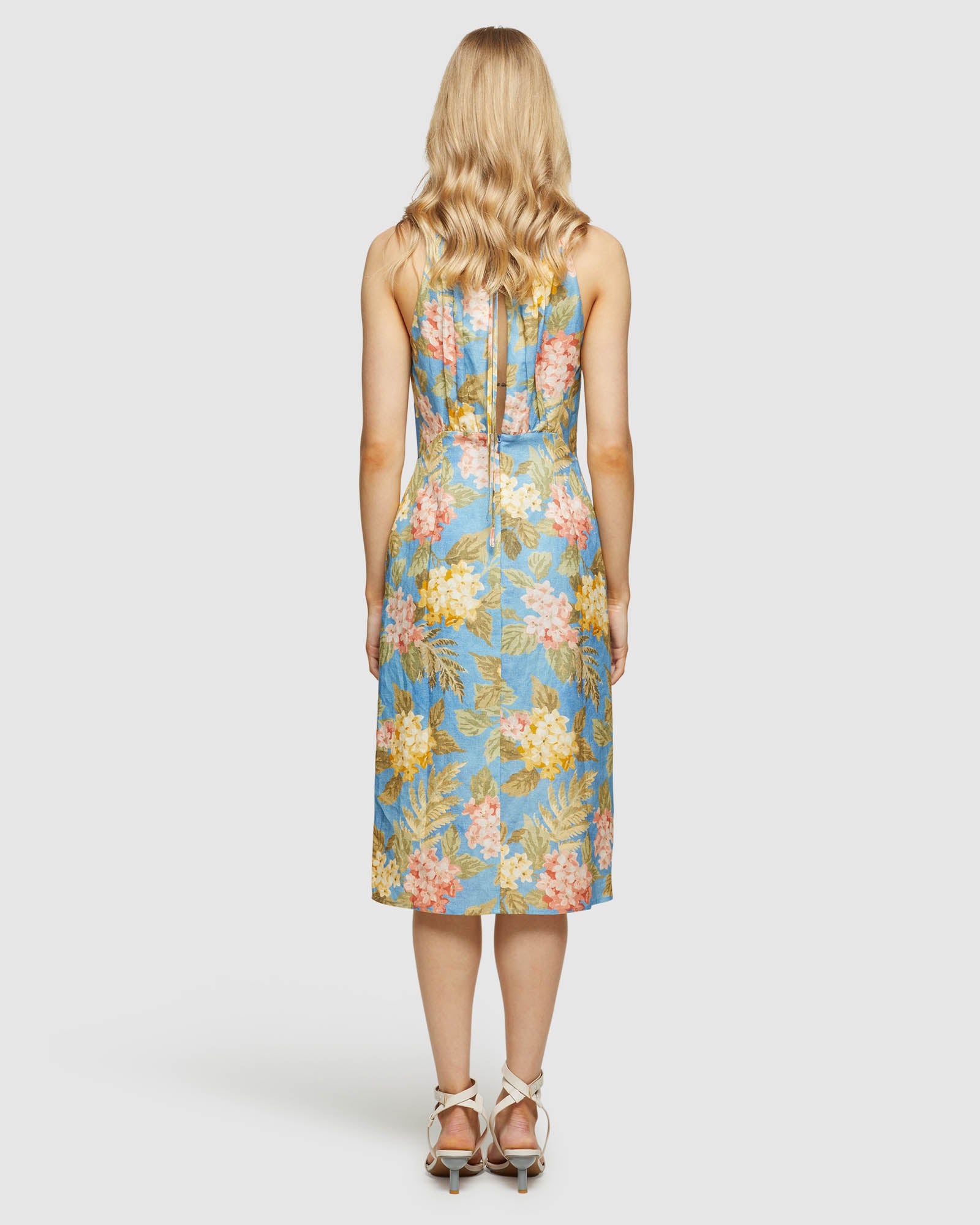 AMICA TROPICAL PRINT LINEN DRESS