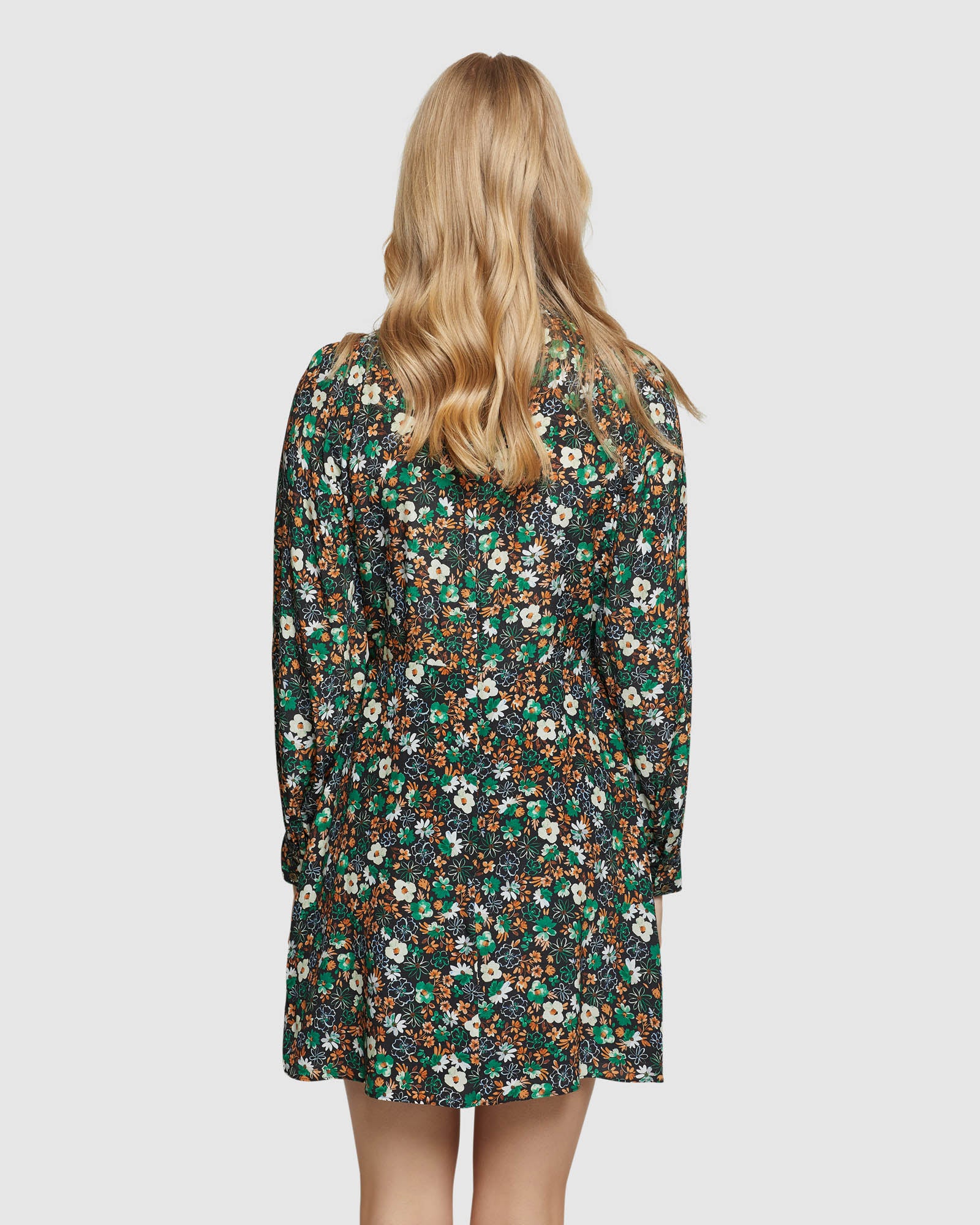 IVANKA FLORAL PRINTED KEYHOLE DRESS