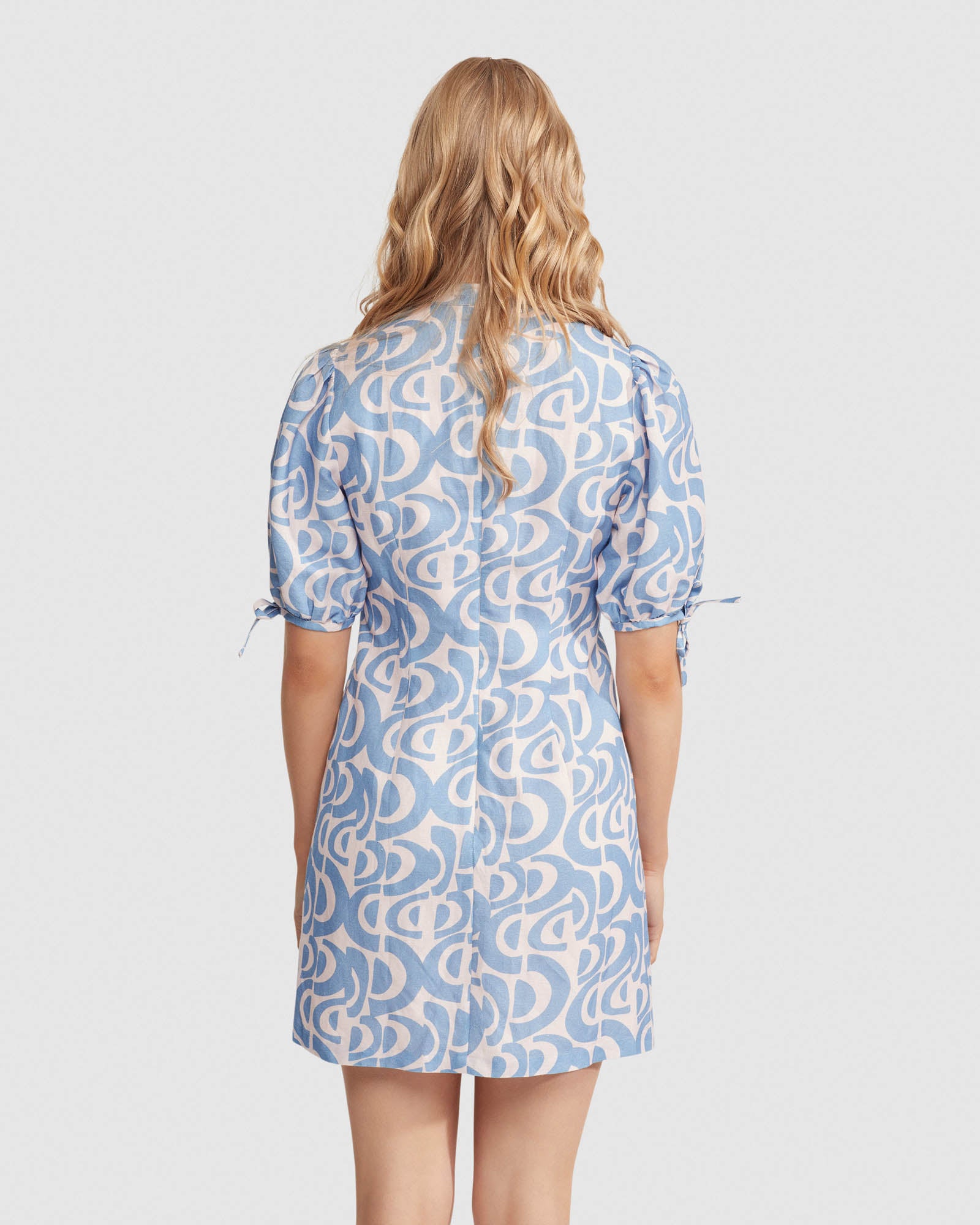 RHAPSODY GEO LNEN BLND MINI DRESS