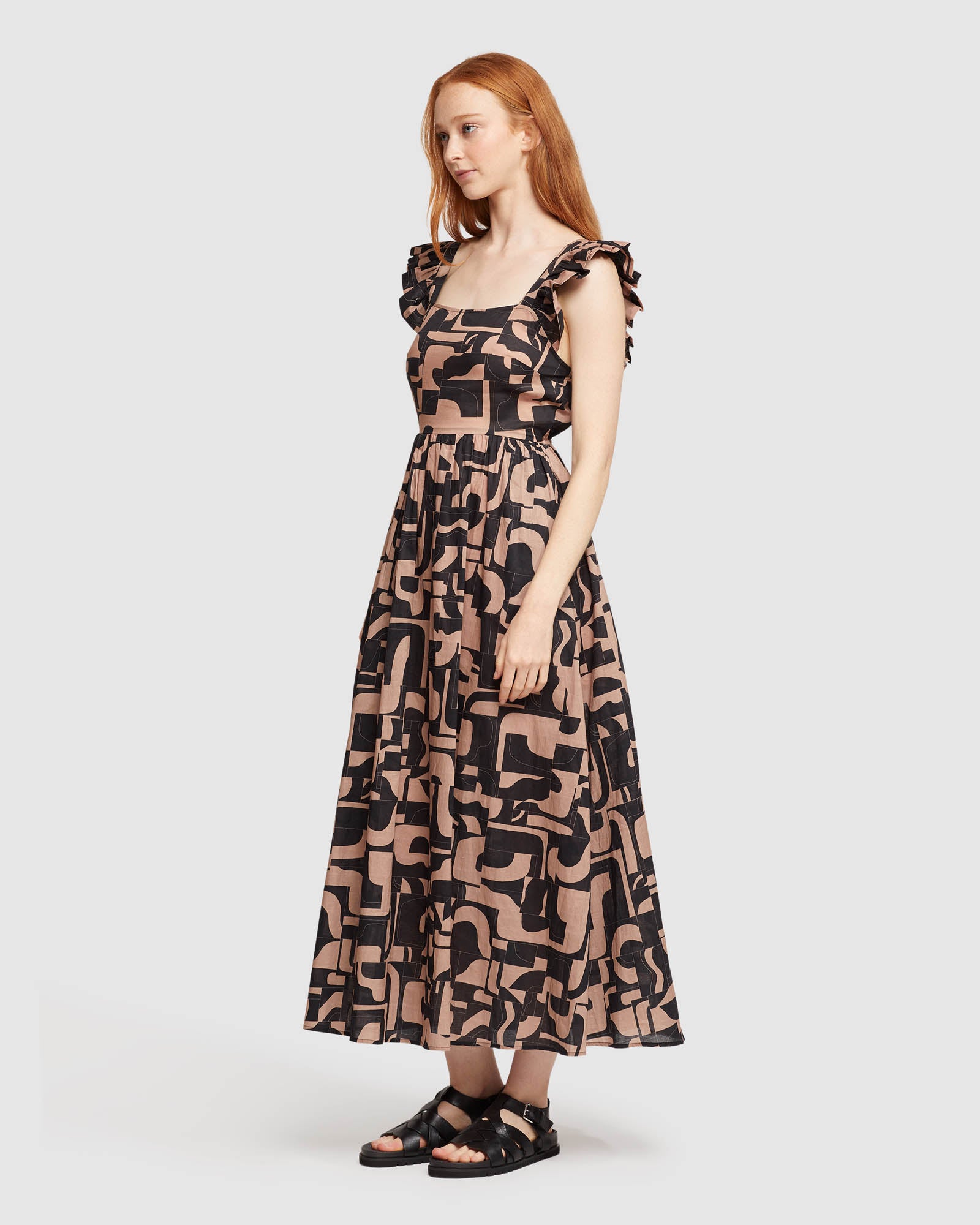 ANNIE GEO PRINT VOILE DRESS