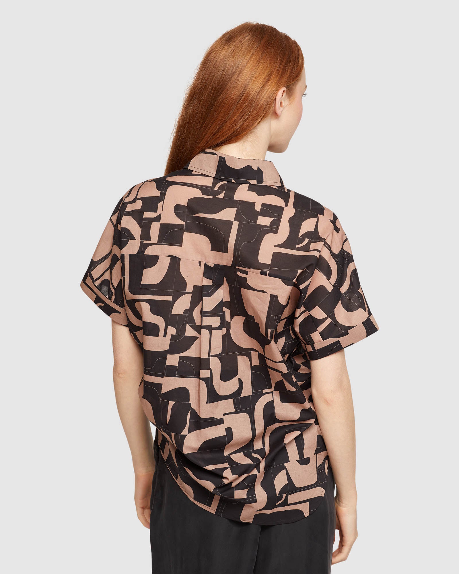 JASMINE GEO PRINT VOILE SHORT SLEEVE SHIRT