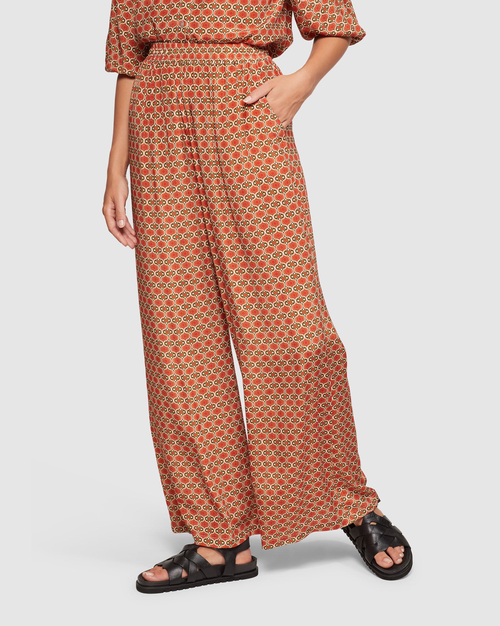 CHANTEL GEO PRINT WIDE LEG PANTS